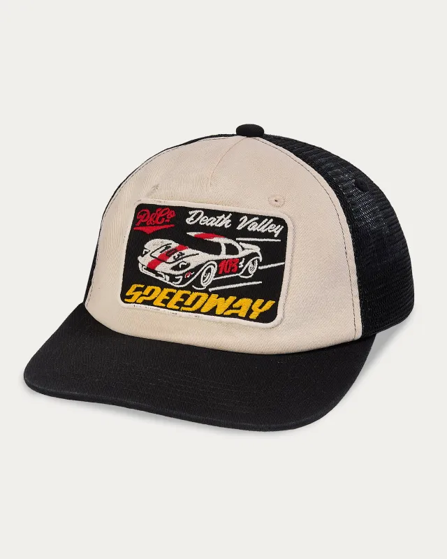 Death Valley Speedway Trucker Cap - Black & Ecru sold by P & Co