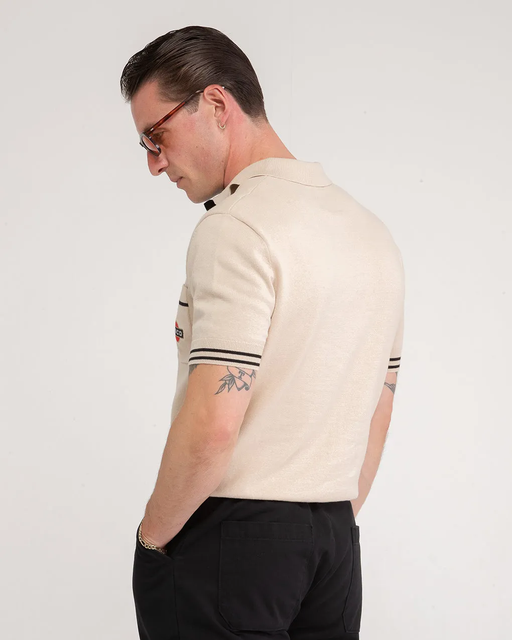 Racing Team Knitted Polo - Stone sold by P & Co product image thumbnail 4