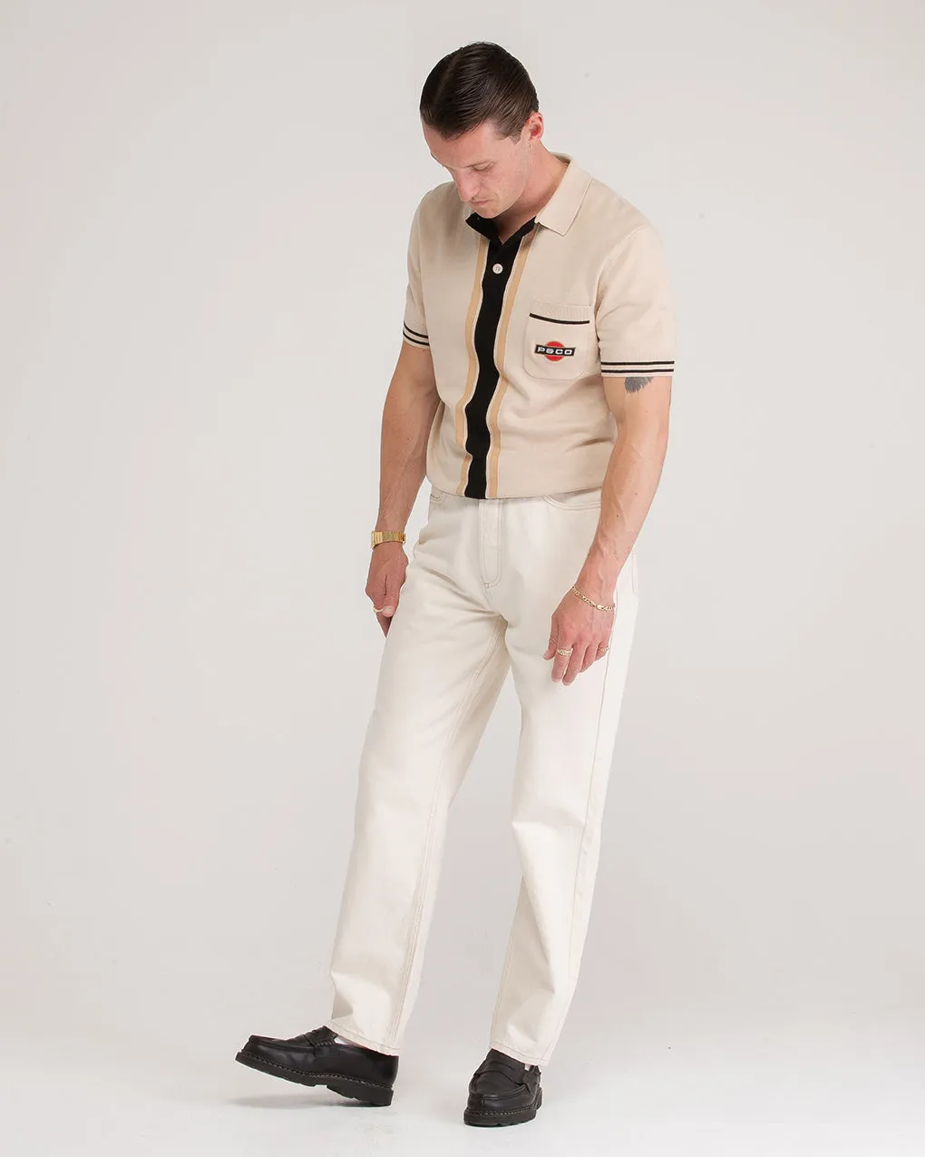 Racing Team Knitted Polo - Stone sold by P & Co product image thumbnail 3