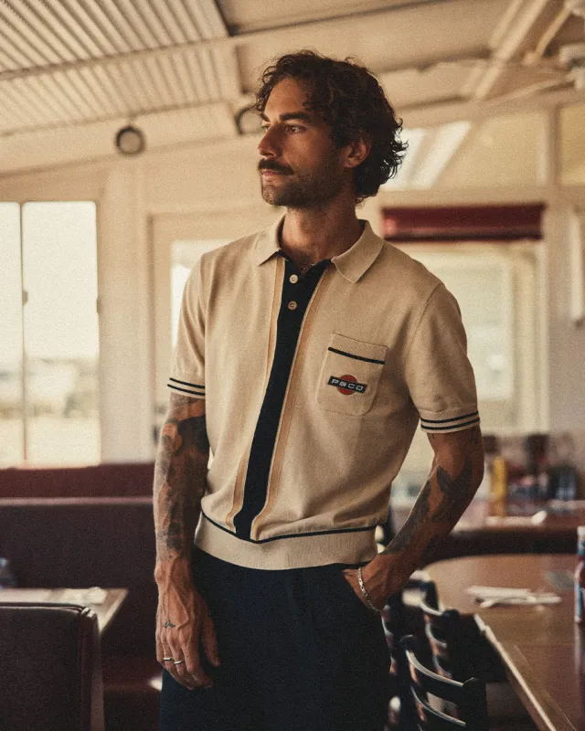 Racing Team Knitted Polo - Stone sold by P & Co