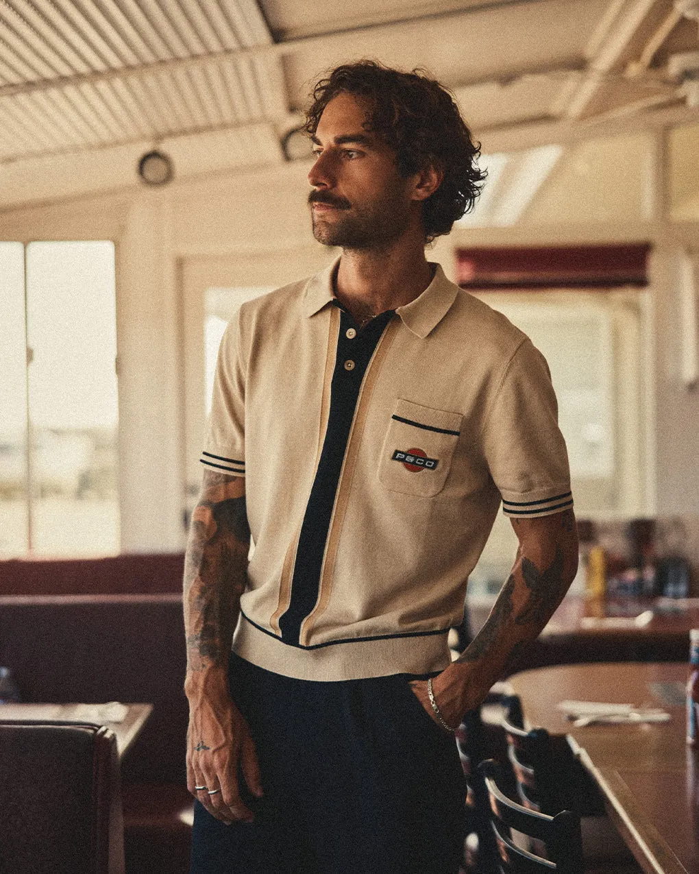 Racing Team Knitted Polo - Stone sold by P & Co