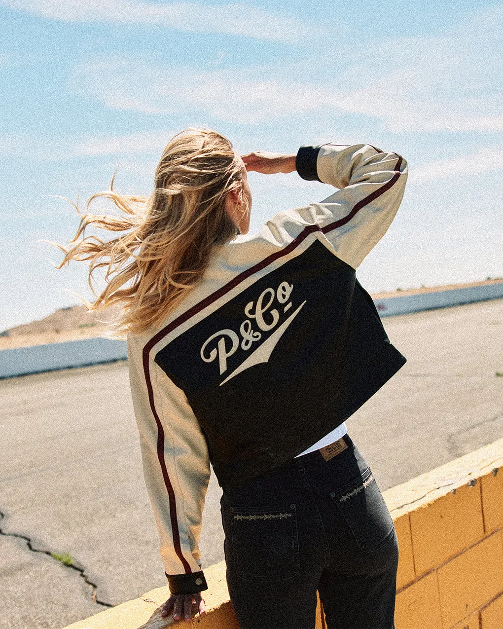 Racing Team Biker Jacket - Black & Ecru sold by P & Co product image thumbnail 2