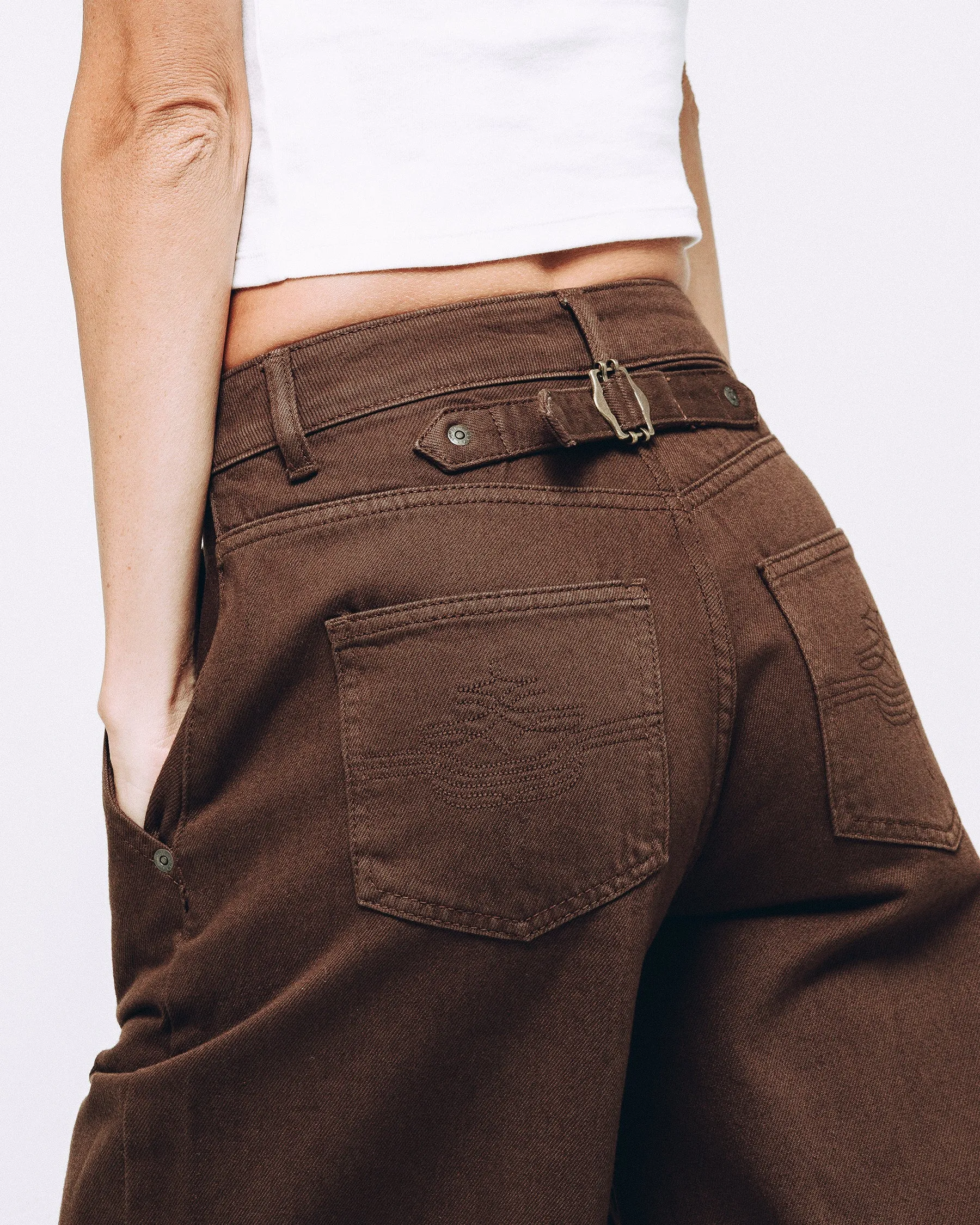 Grace Barrel Leg Jean - Washed Brown sold by P & Co product image thumbnail 2