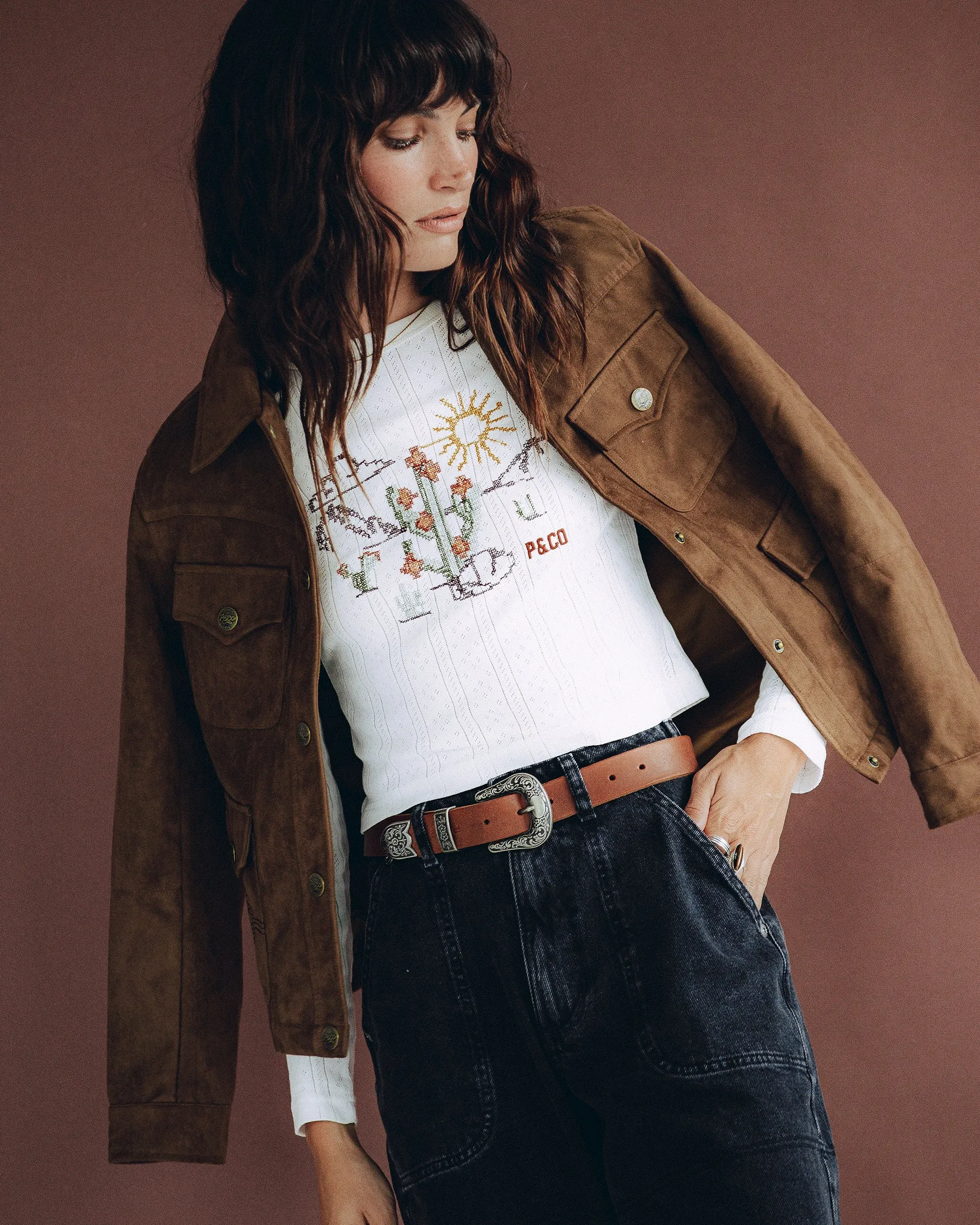 Desert Flora Embroidered Longsleeve - White sold by P & Co product image thumbnail 2