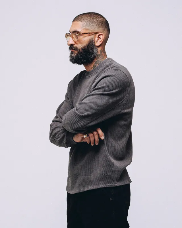 Crafted Ribbed Longsleeve - Charcoal sold by P & Co