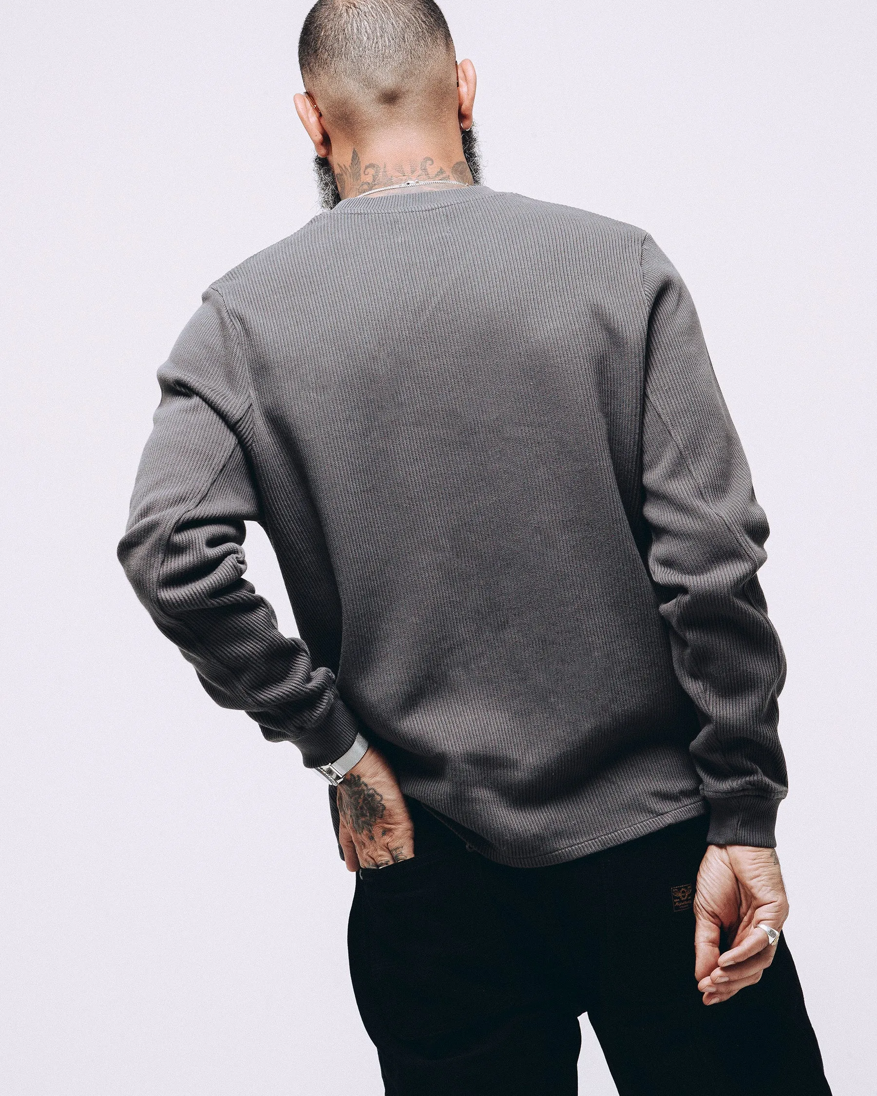 Crafted Ribbed Longsleeve - Charcoal sold by P & Co product image thumbnail 4