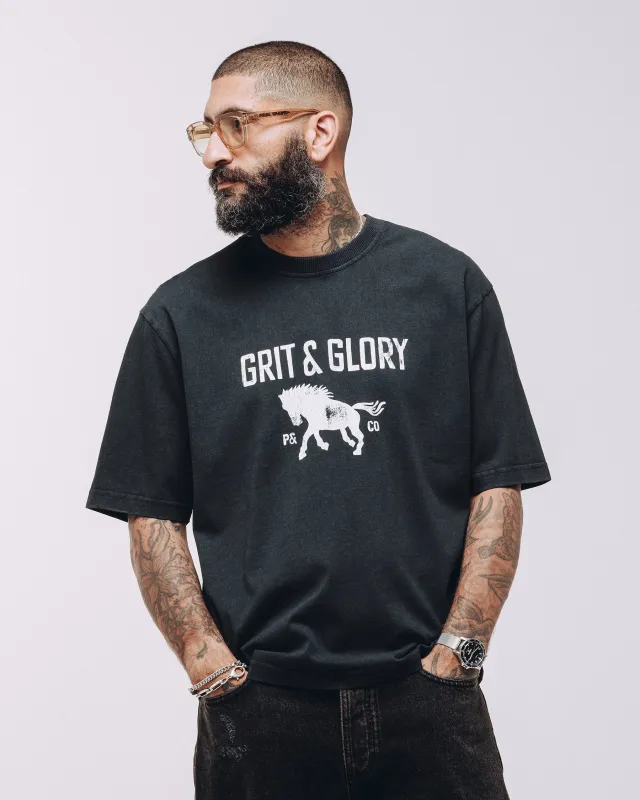 Grit & Glory Boxy T-Shirt - Washed Black sold by P & Co