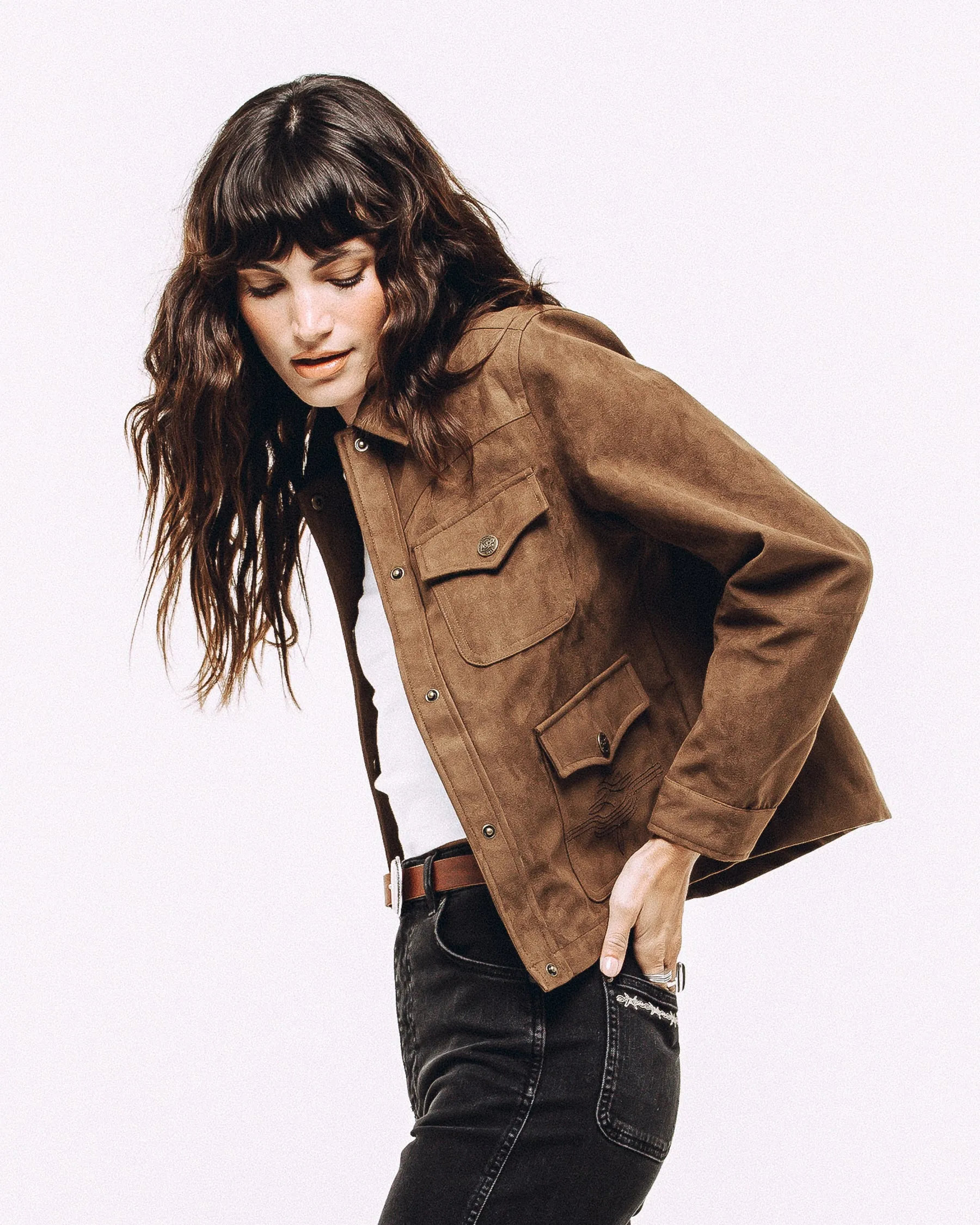 Jolene Faux Suede Barn Jacket - Tan sold by P & Co product image thumbnail 5