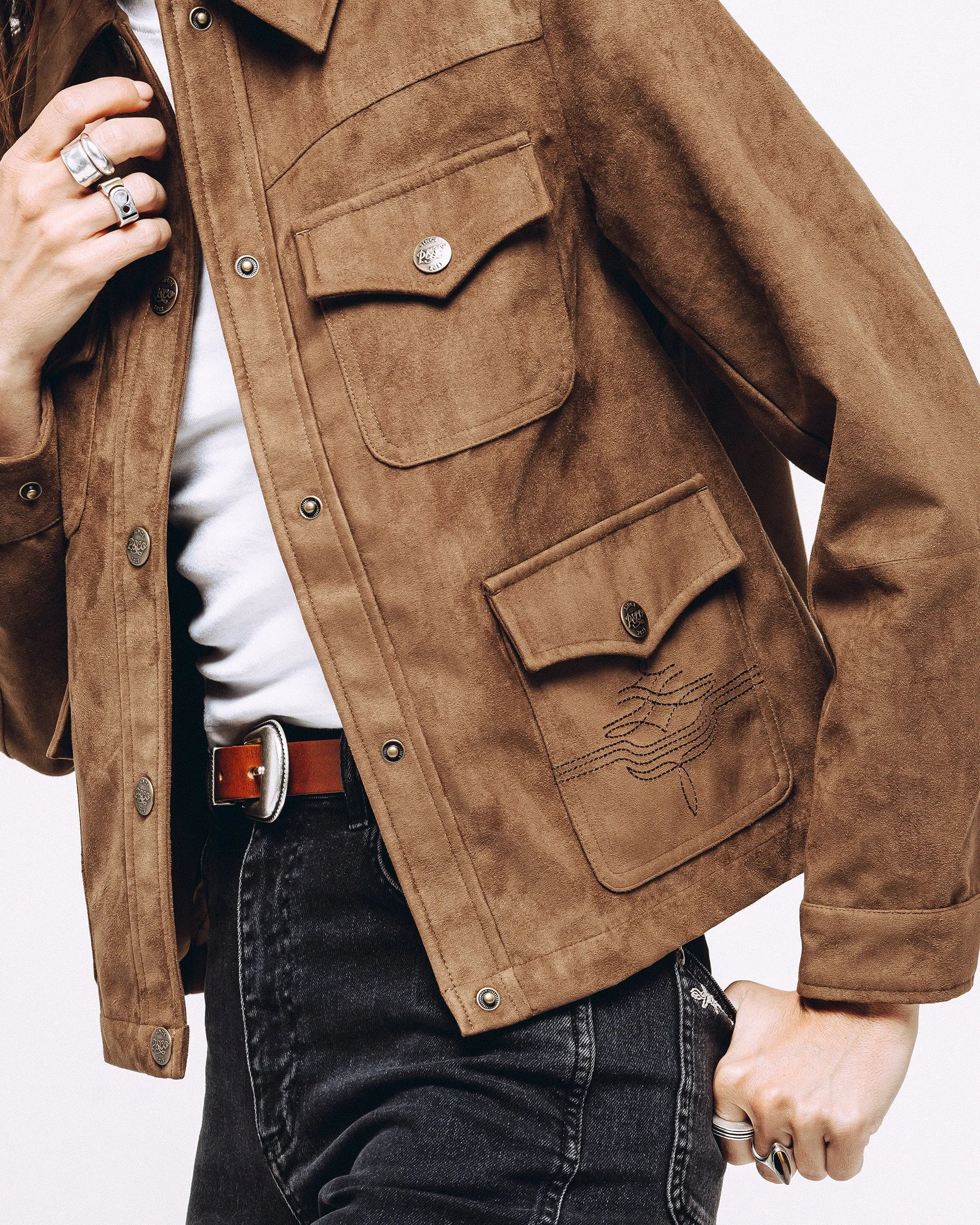 Jolene Faux Suede Barn Jacket - Tan sold by P & Co product image thumbnail 3