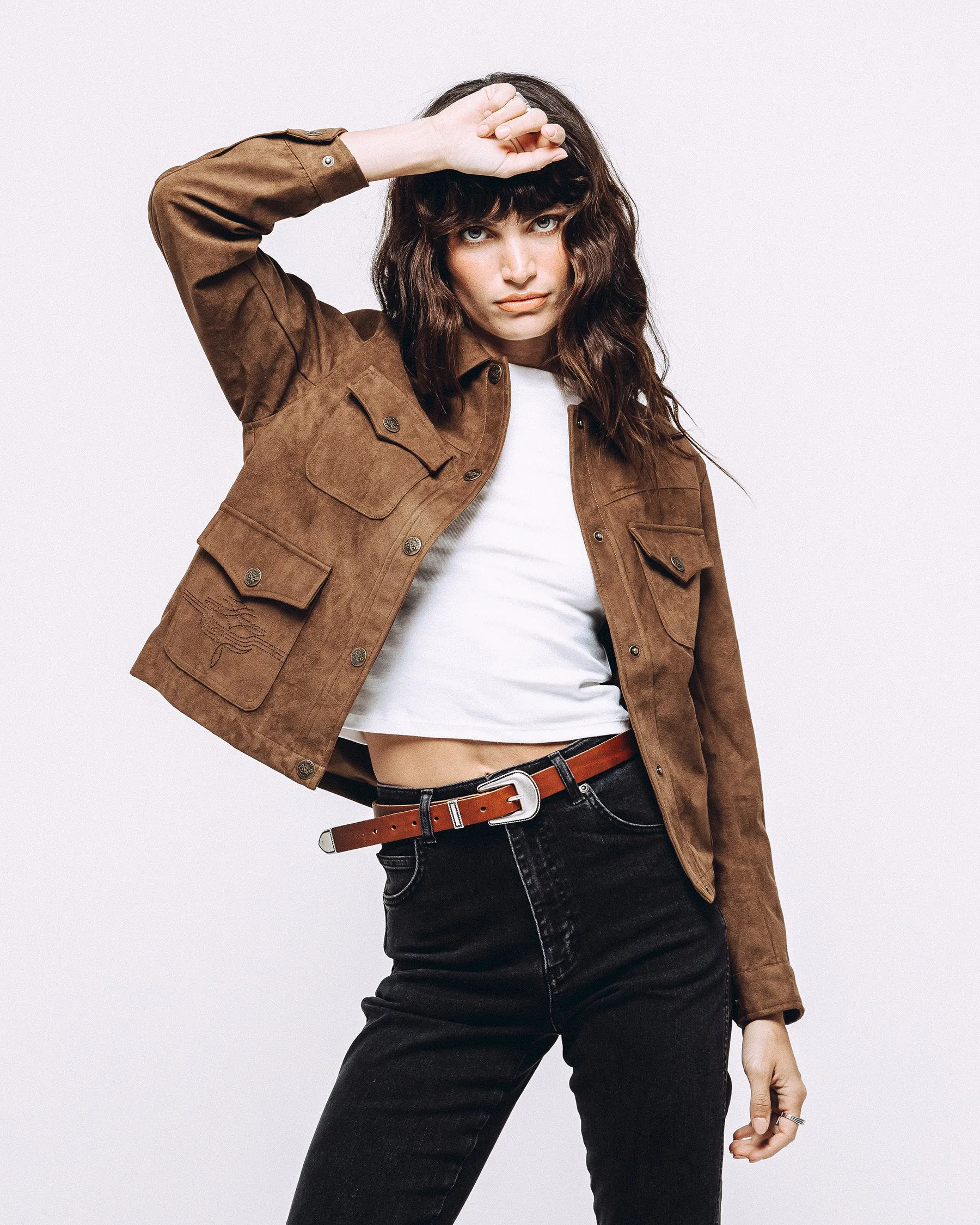 Jolene Faux Suede Barn Jacket - Tan sold by P & Co product image thumbnail 2