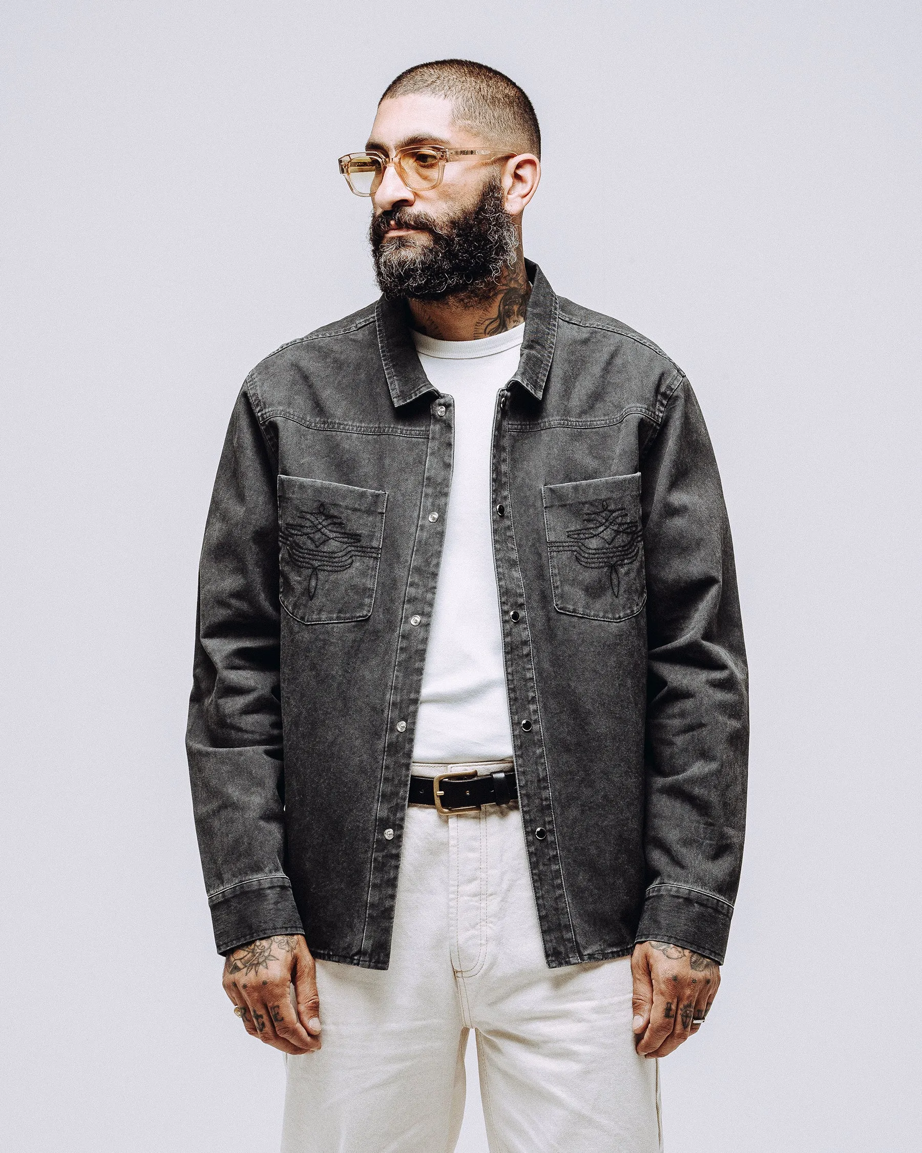 Drifter Overshirt - Washed Black sold by P & Co product image thumbnail 2