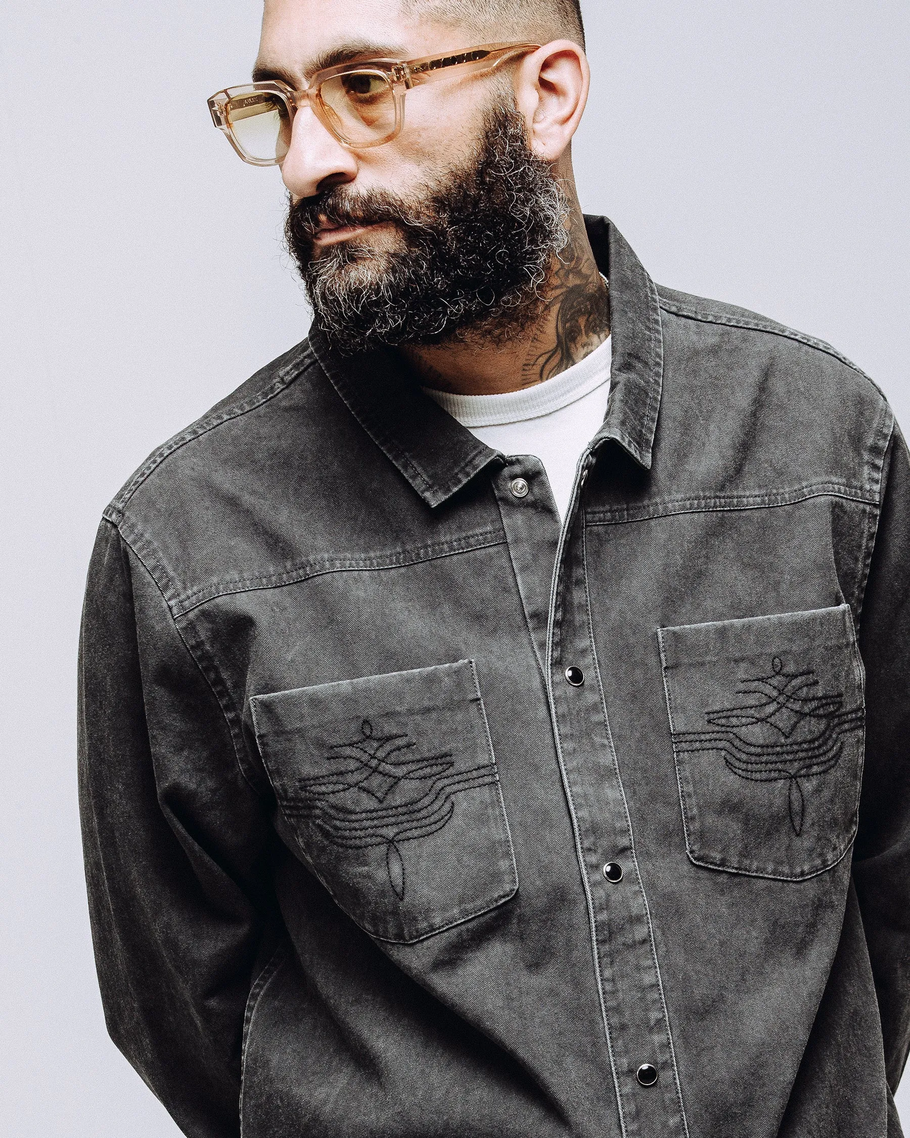 Drifter Overshirt - Washed Black sold by P & Co product image thumbnail 4