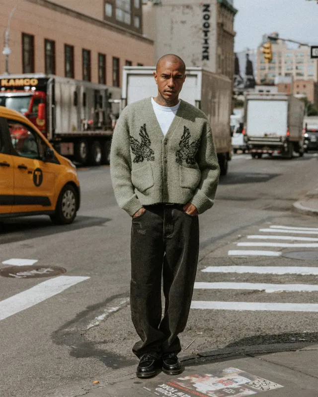 Nelson Brushed Cardigan - Sage sold by P & Co