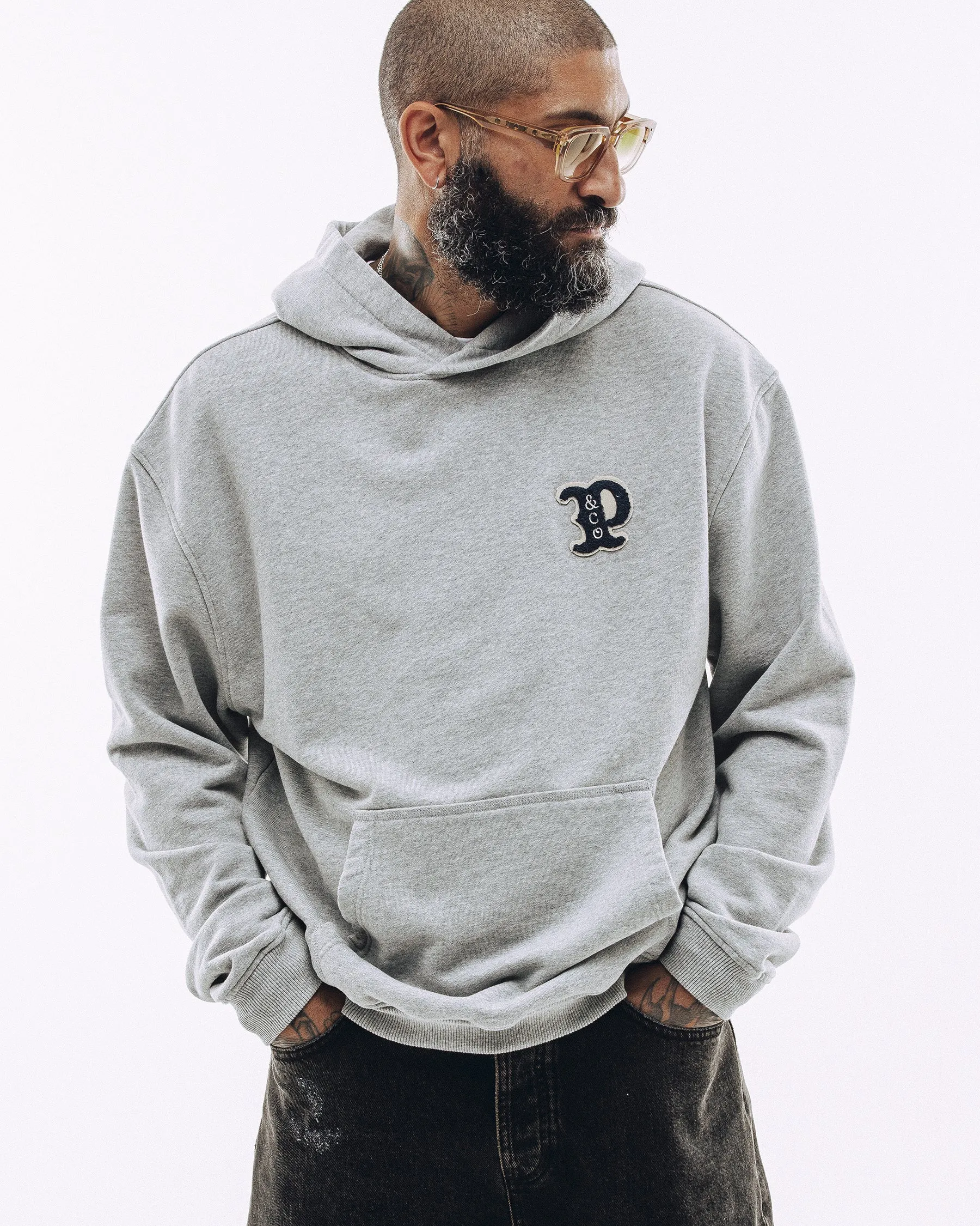 Varsity Heavyweight Hoodie - Grey Marl sold by P & Co product image thumbnail 2