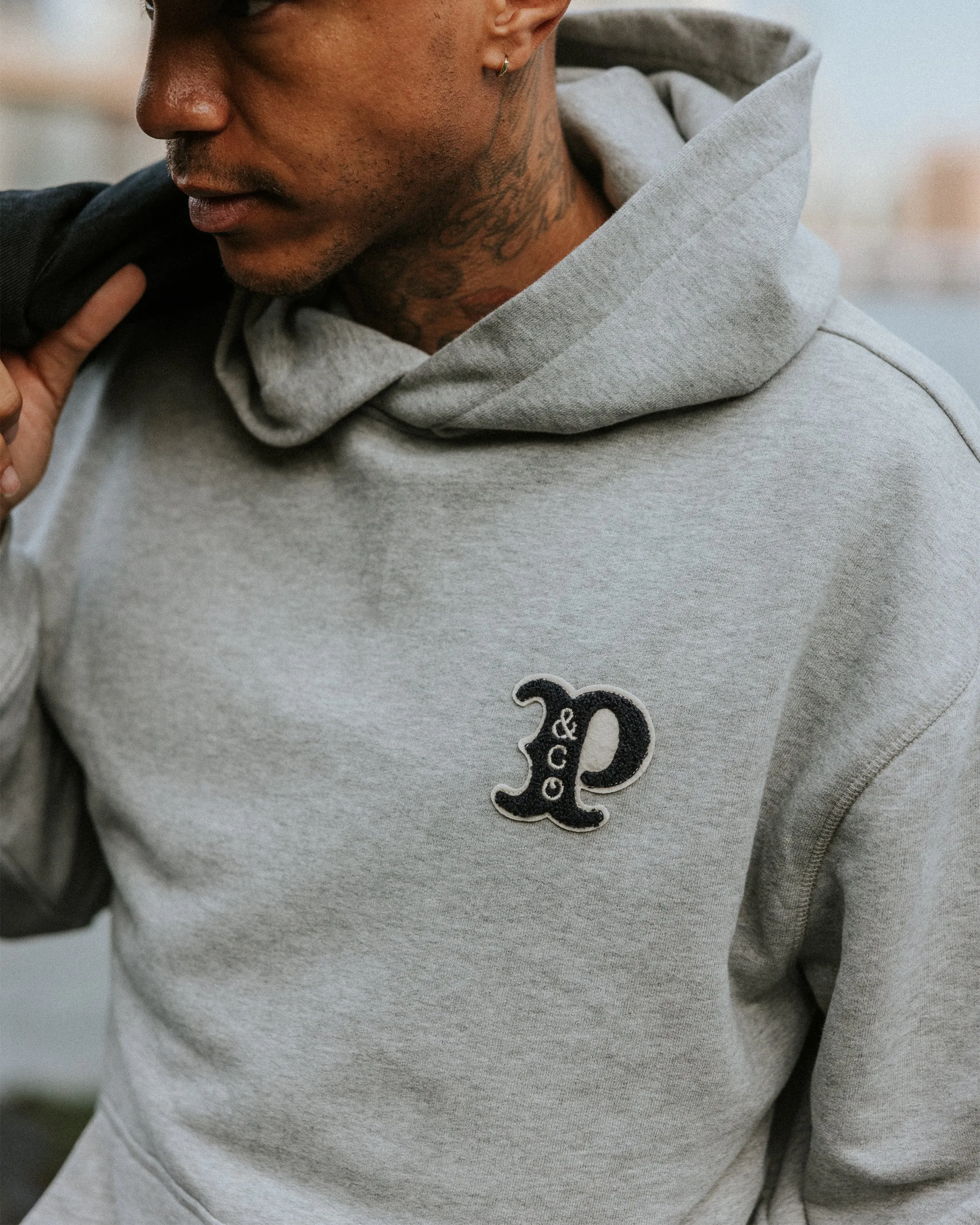 Varsity Heavyweight Hoodie - Grey Marl sold by P & Co product image thumbnail 3