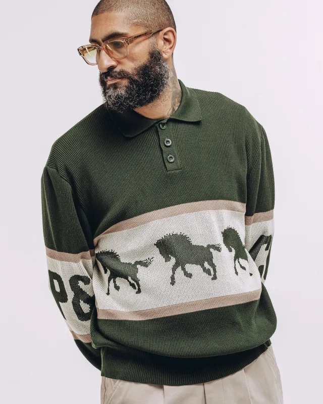 Bronco Knitted Polo Shirt - Olive sold by P & Co