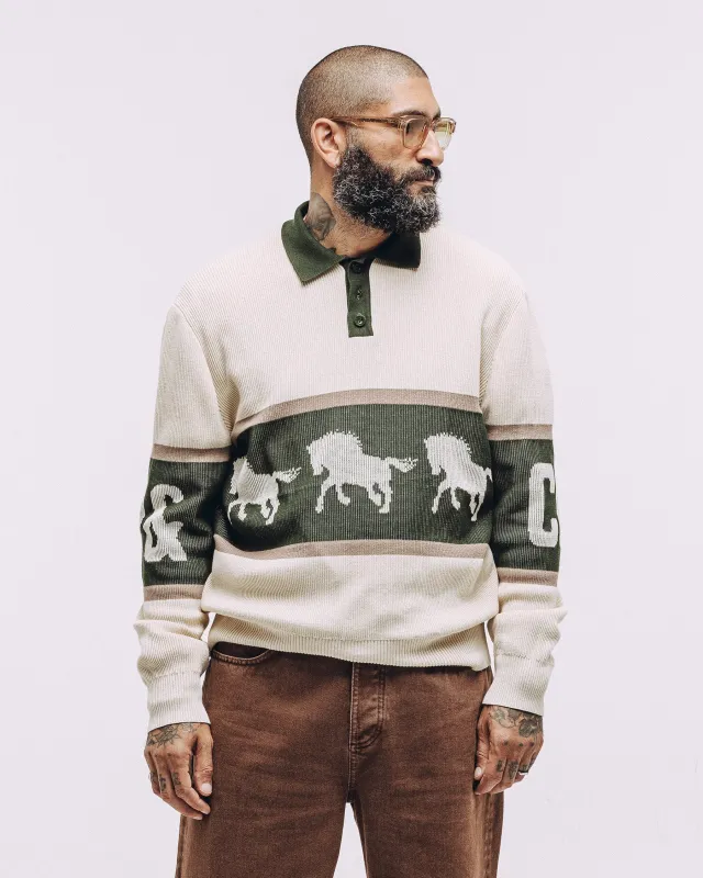 Bronco Knitted Polo Shirt - Ecru sold by P & Co