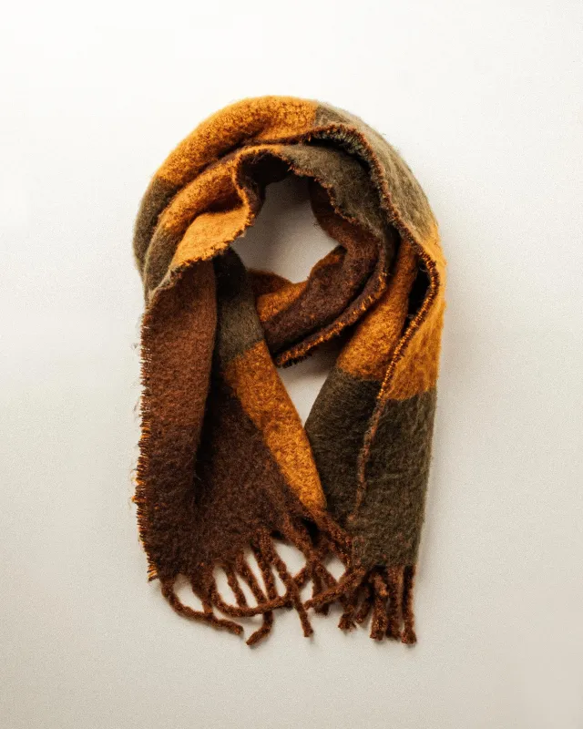 Checked Brushed Scarf - Multi sold by P & Co