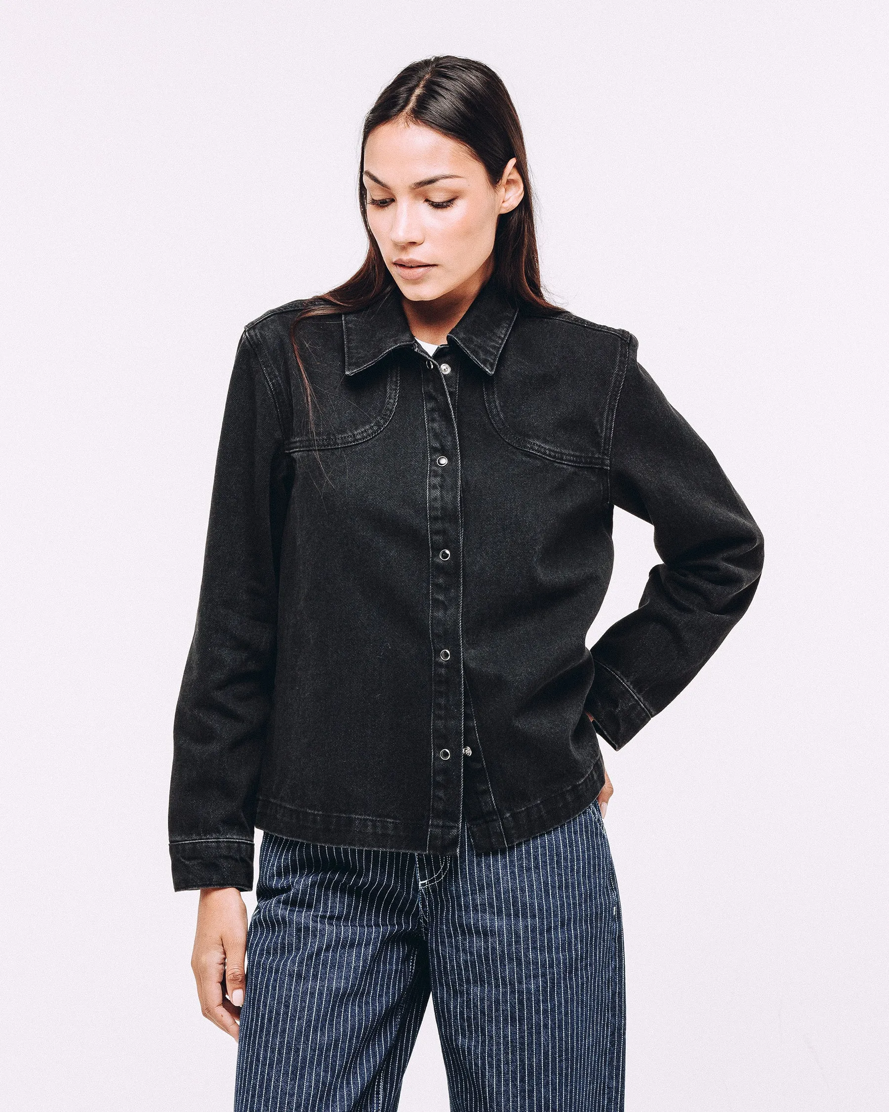 Ryder Embroidered Denim Shirt - Washed Black sold by P & Co product image thumbnail 3