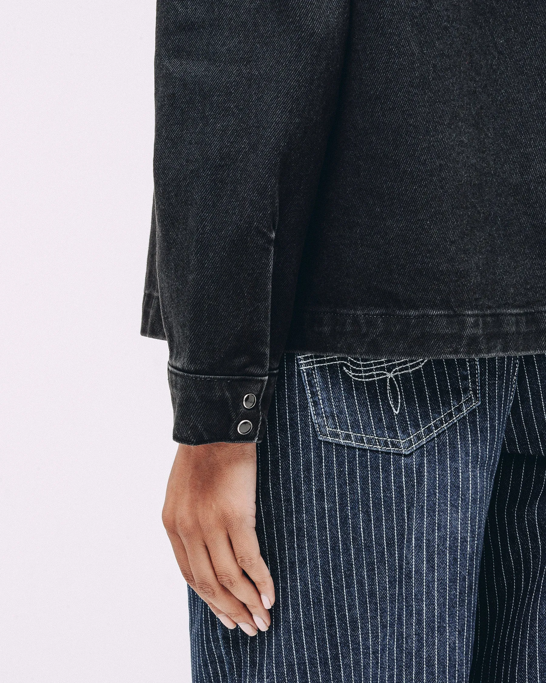 Ryder Embroidered Denim Shirt - Washed Black sold by P & Co product image thumbnail 5