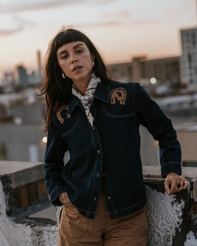 Ryder Embroidered Denim Shirt - Raw Indigo made by P & Co
