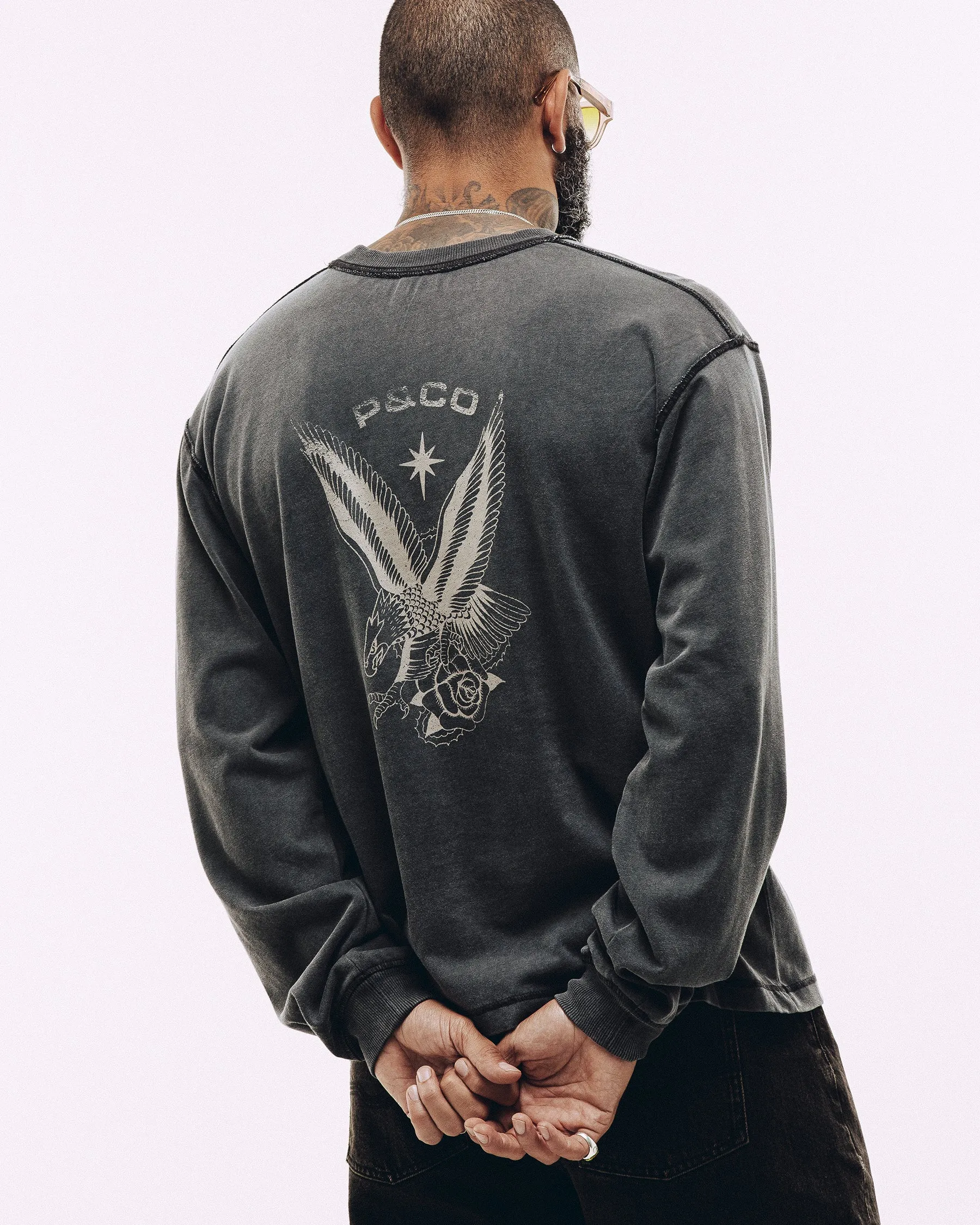 Eagle Flash Longsleeve T-Shirt - Acid Wash sold by P & Co product image thumbnail 2