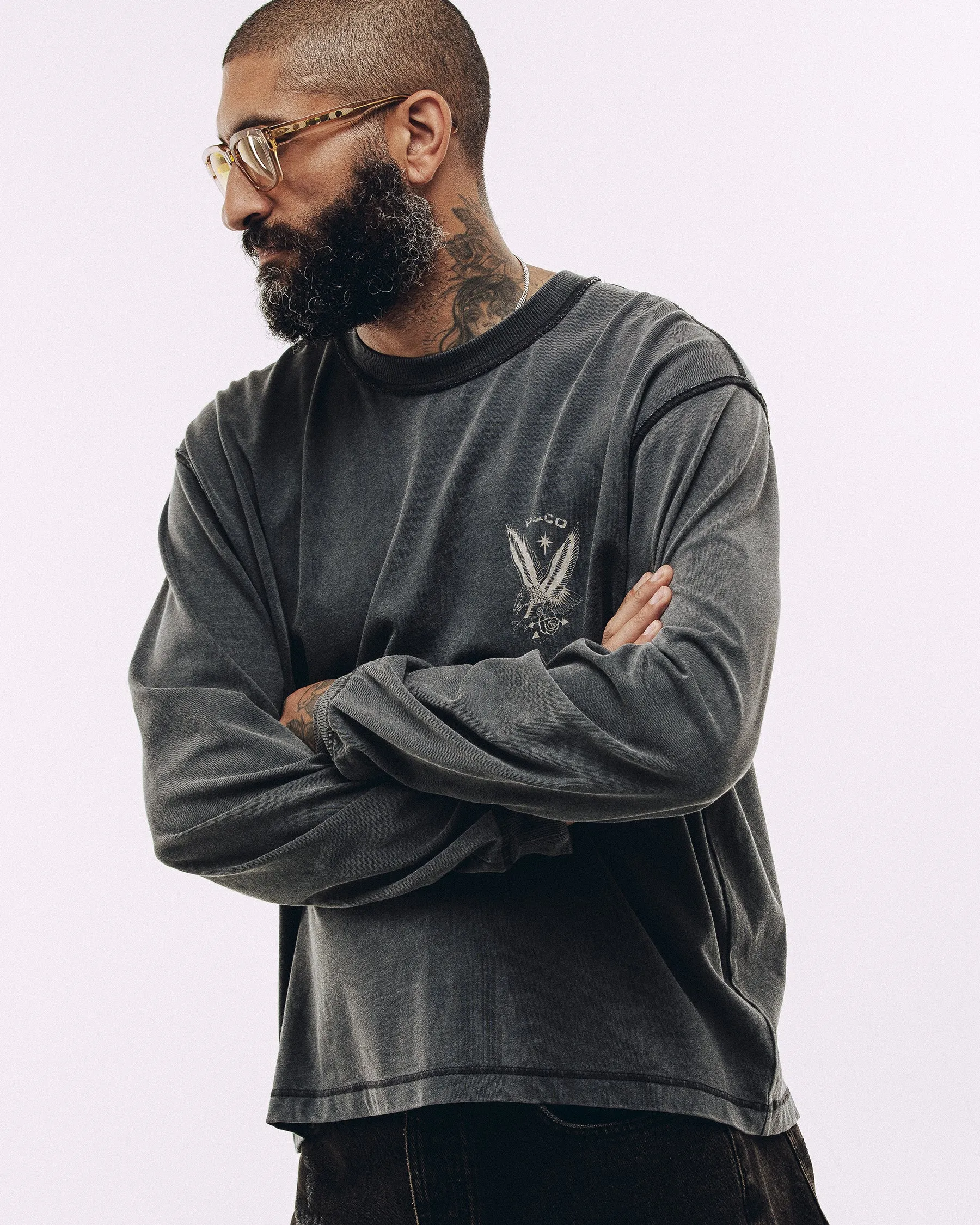 Eagle Flash Longsleeve T-Shirt - Acid Wash sold by P & Co product image thumbnail 3