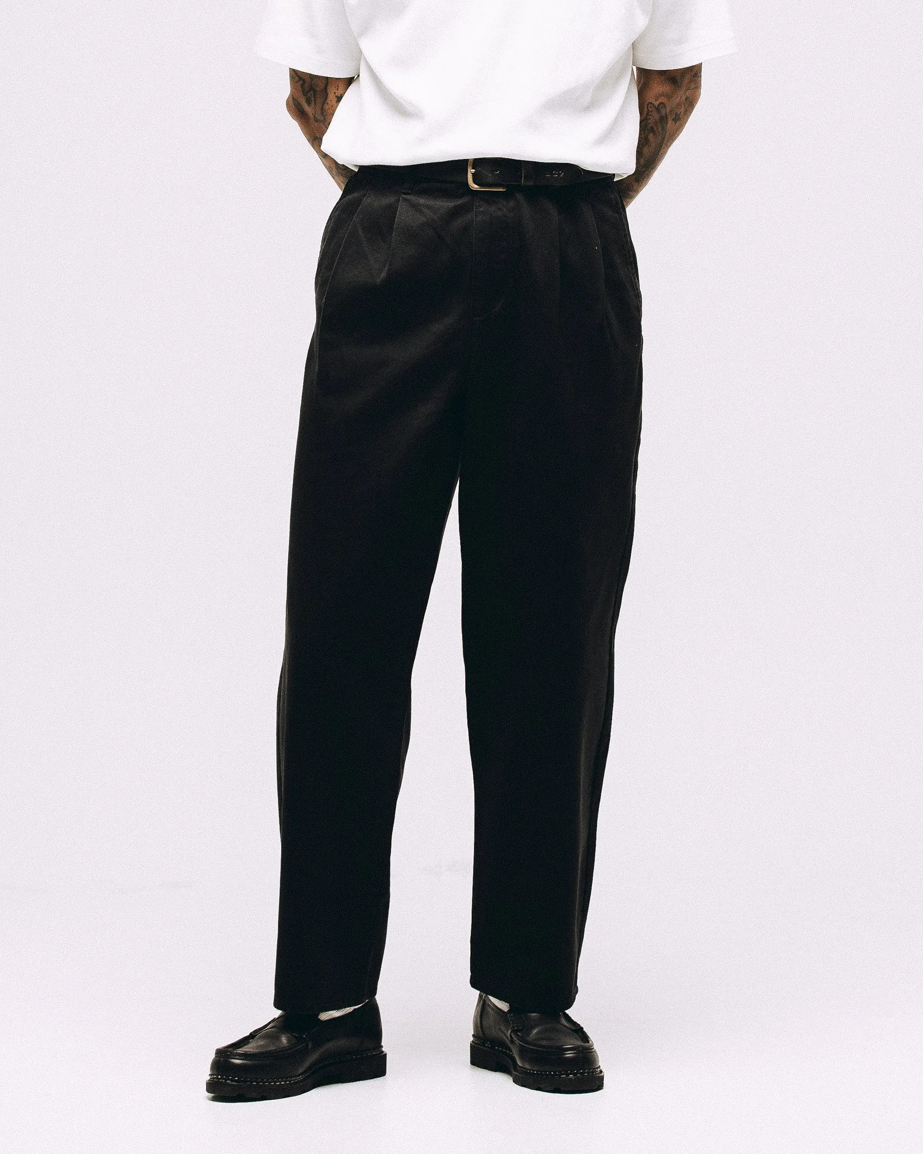 Union Pleated Pant - Black sold by P & Co