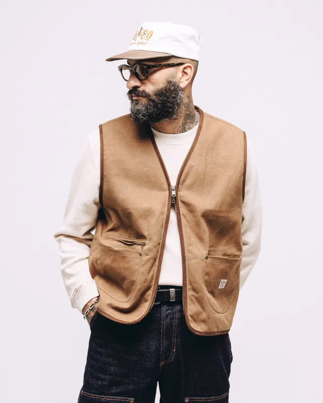 Wayfinder Sherpa Lined Waxed Vest - Tan sold by P & Co