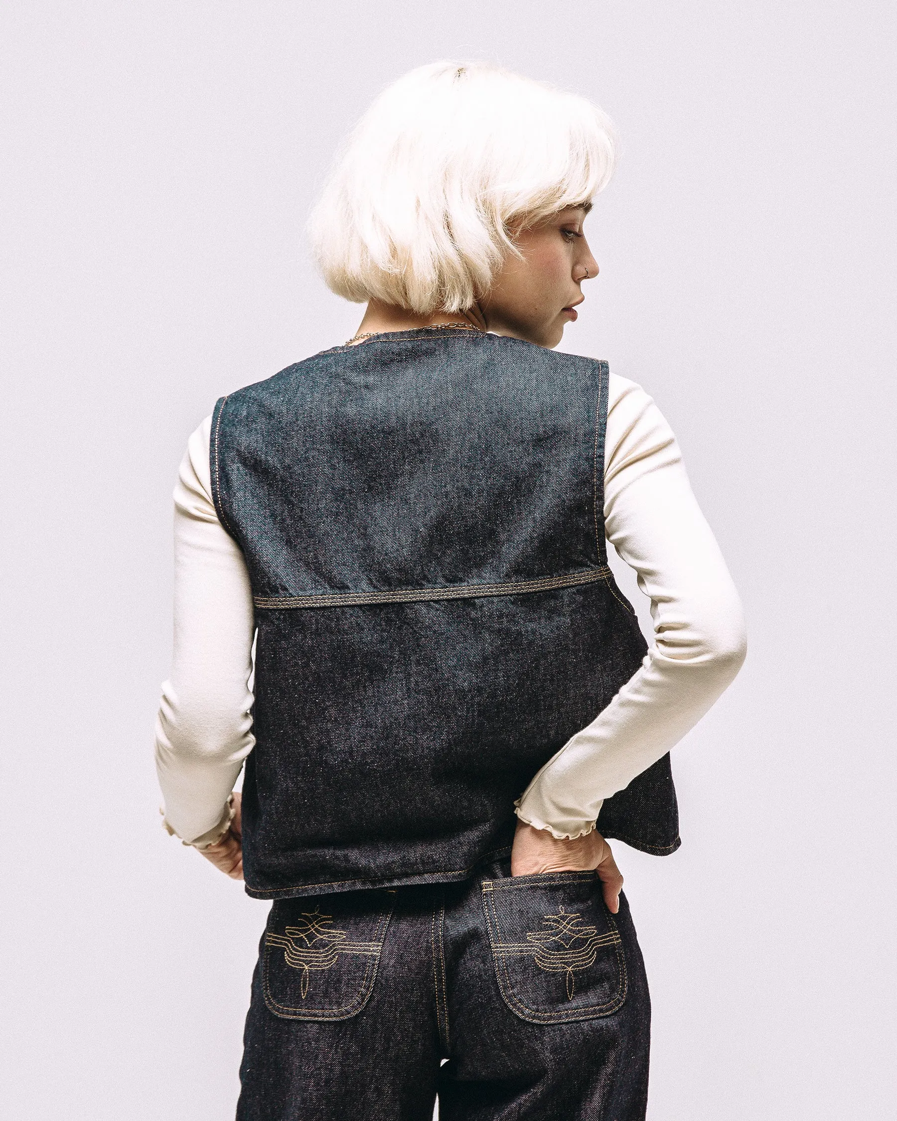 Nomad Denim Vest - Raw Indigo sold by P & Co product image thumbnail 4