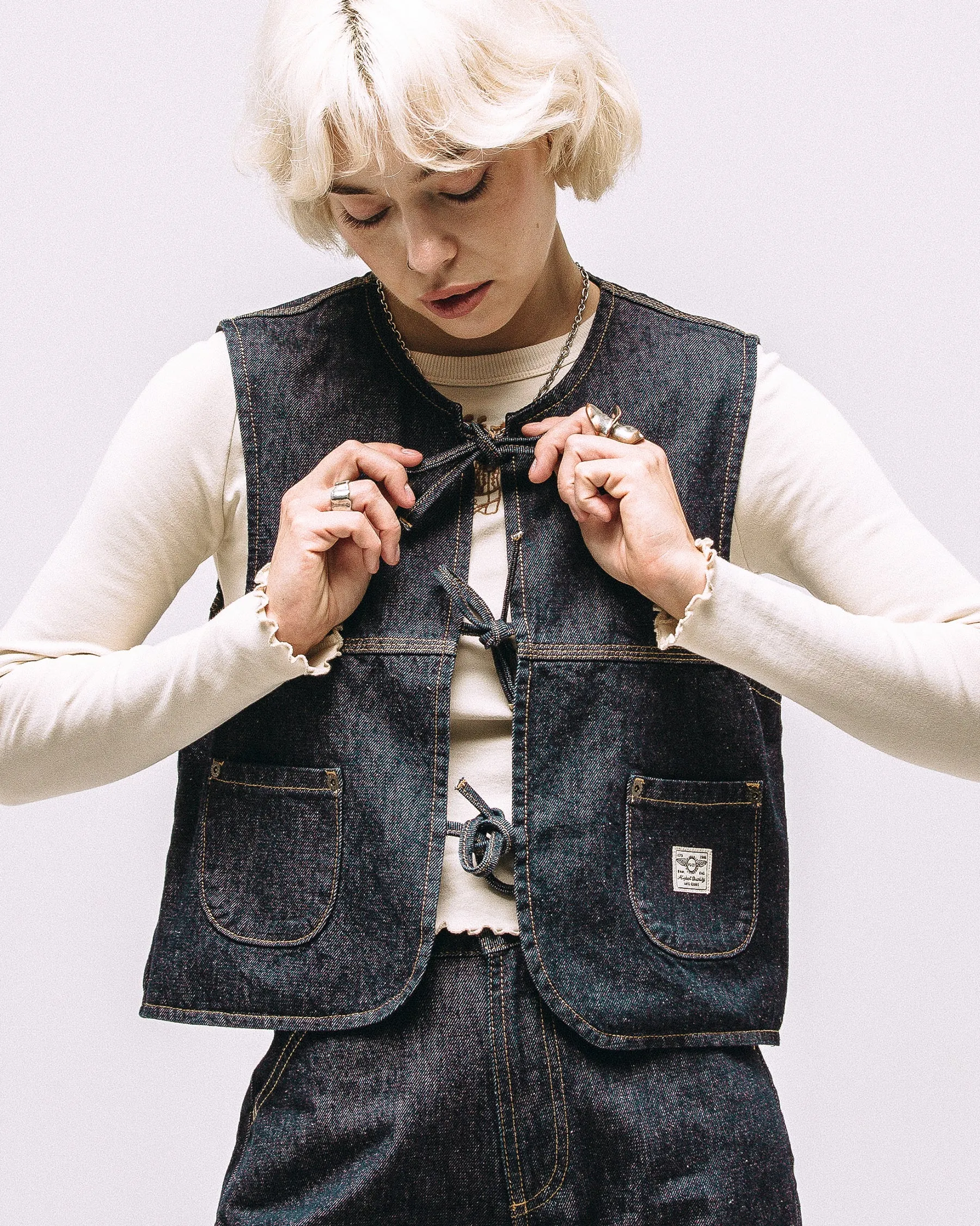 Nomad Denim Vest - Raw Indigo sold by P & Co