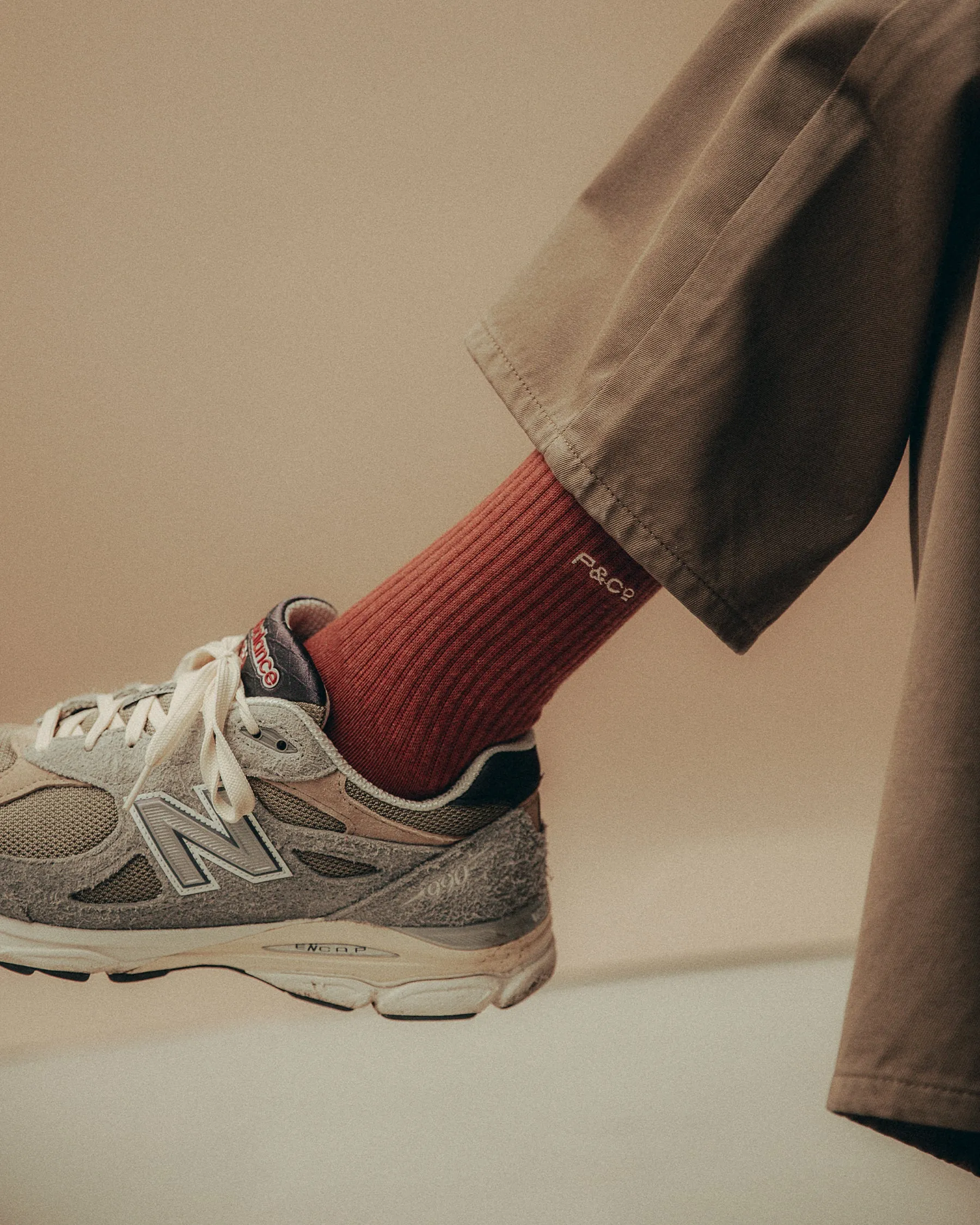 P&Co Essential Socks - Ecru & Burnt Orange sold by P & Co product image thumbnail 3