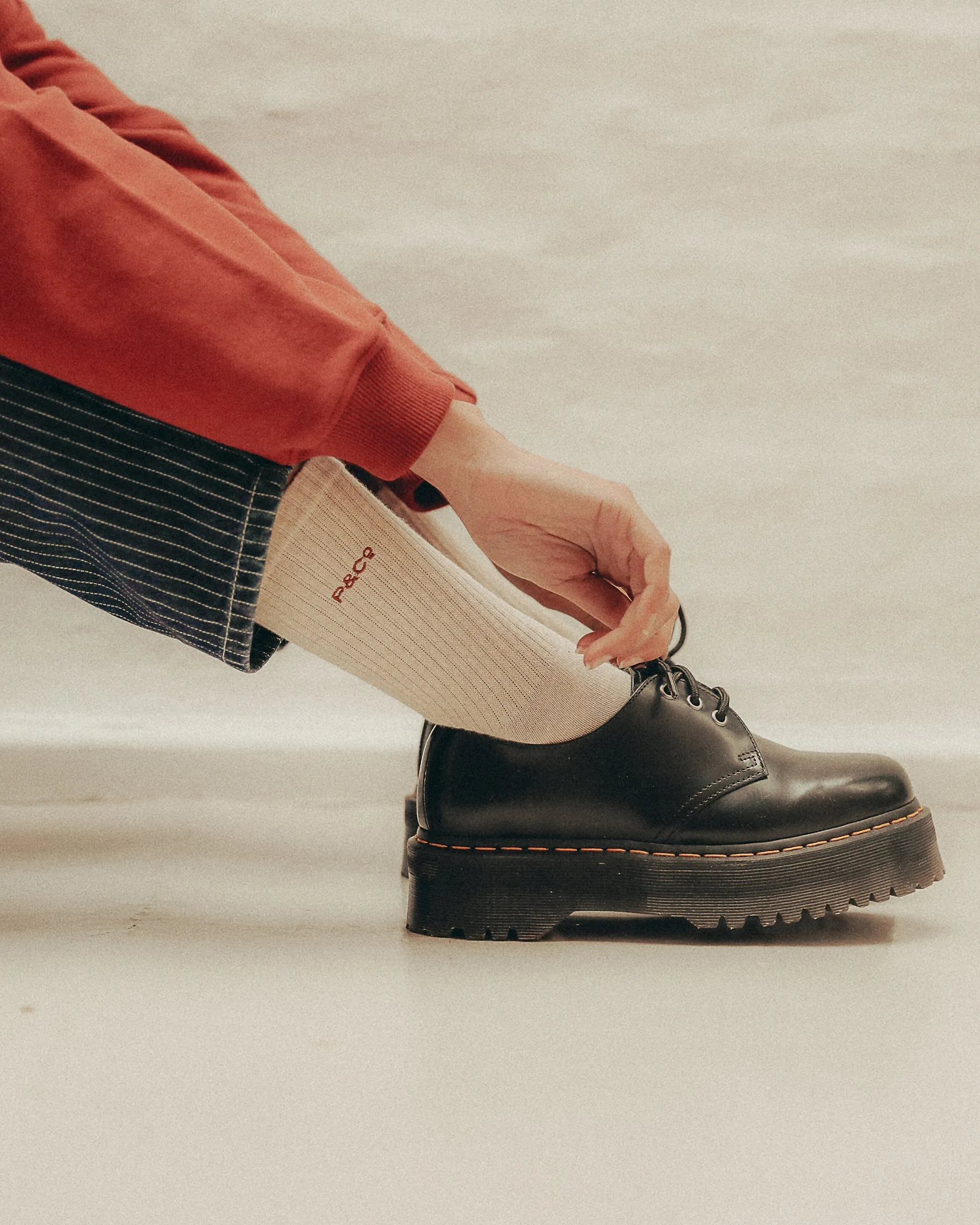 P&Co Essential Socks - Ecru & Burnt Orange sold by P & Co product image thumbnail 5