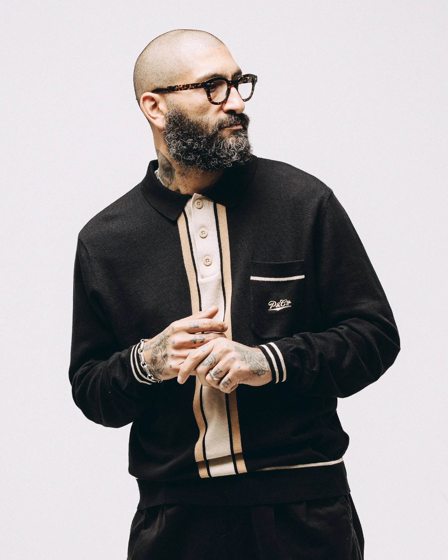 Isaac Longsleeve Knitted Polo - Black sold by P & Co product image thumbnail 5
