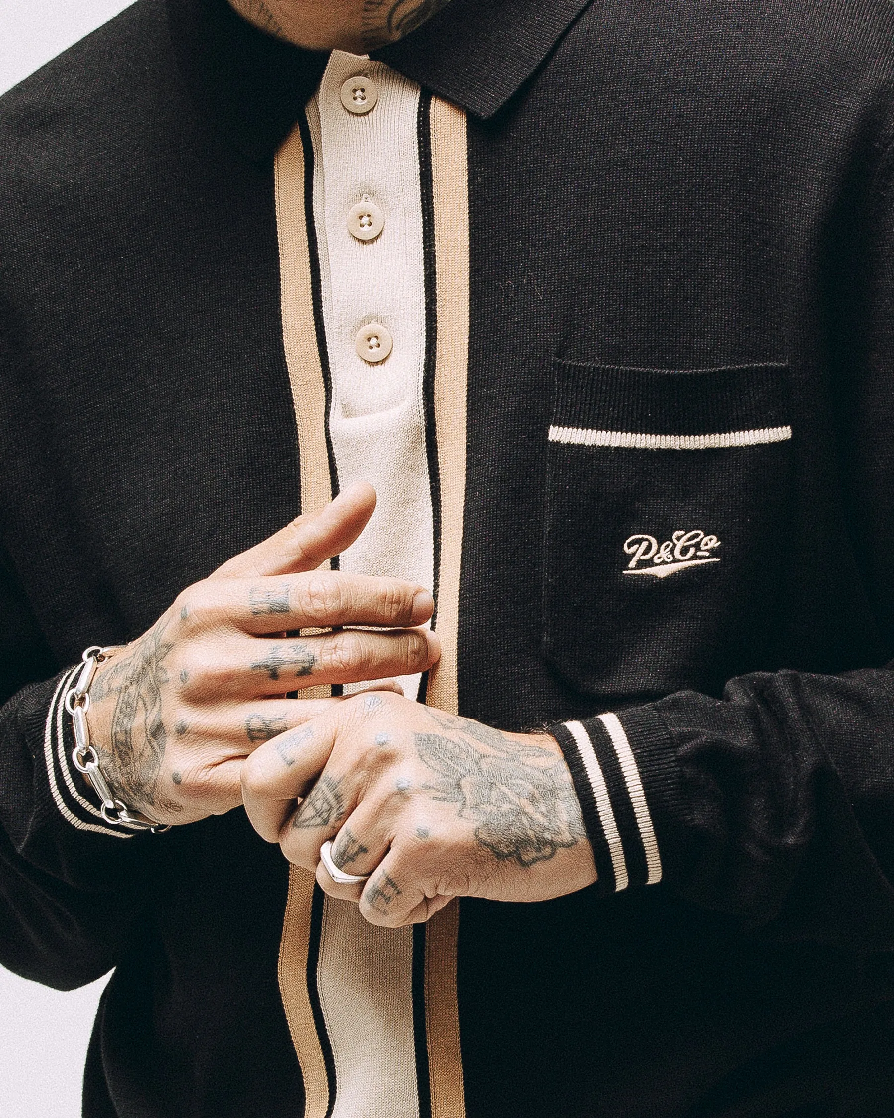 Isaac Longsleeve Knitted Polo - Black sold by P & Co product image thumbnail 2