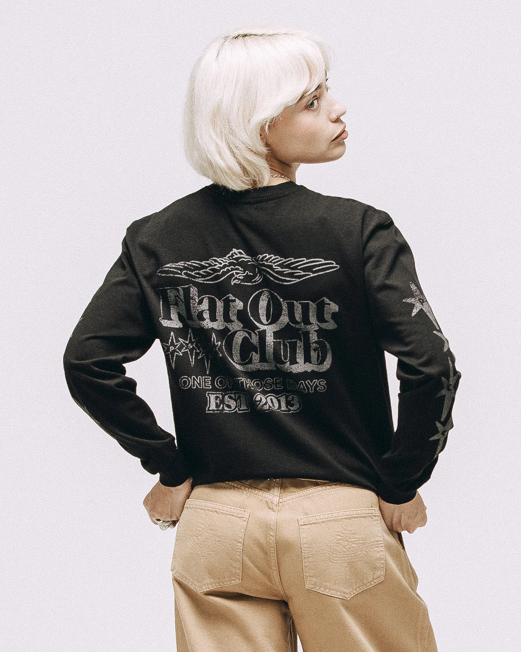 Flat Out Club Boxy Longsleeve - Washed Black sold by P & Co product image thumbnail 2