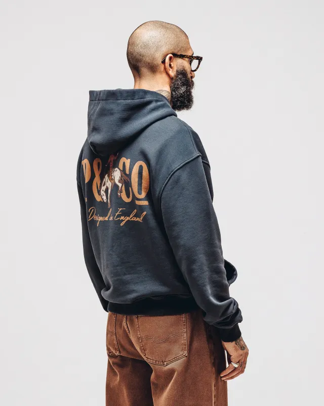 Bucking Bronco Hoodie - Washed Black sold by P & Co
