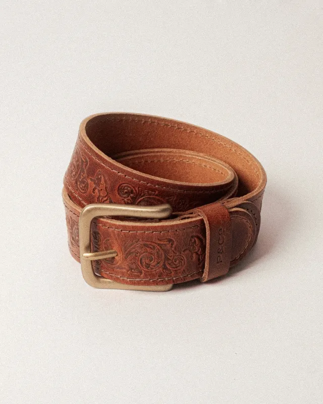 Bronco Leather Belt - Brown sold by P & Co