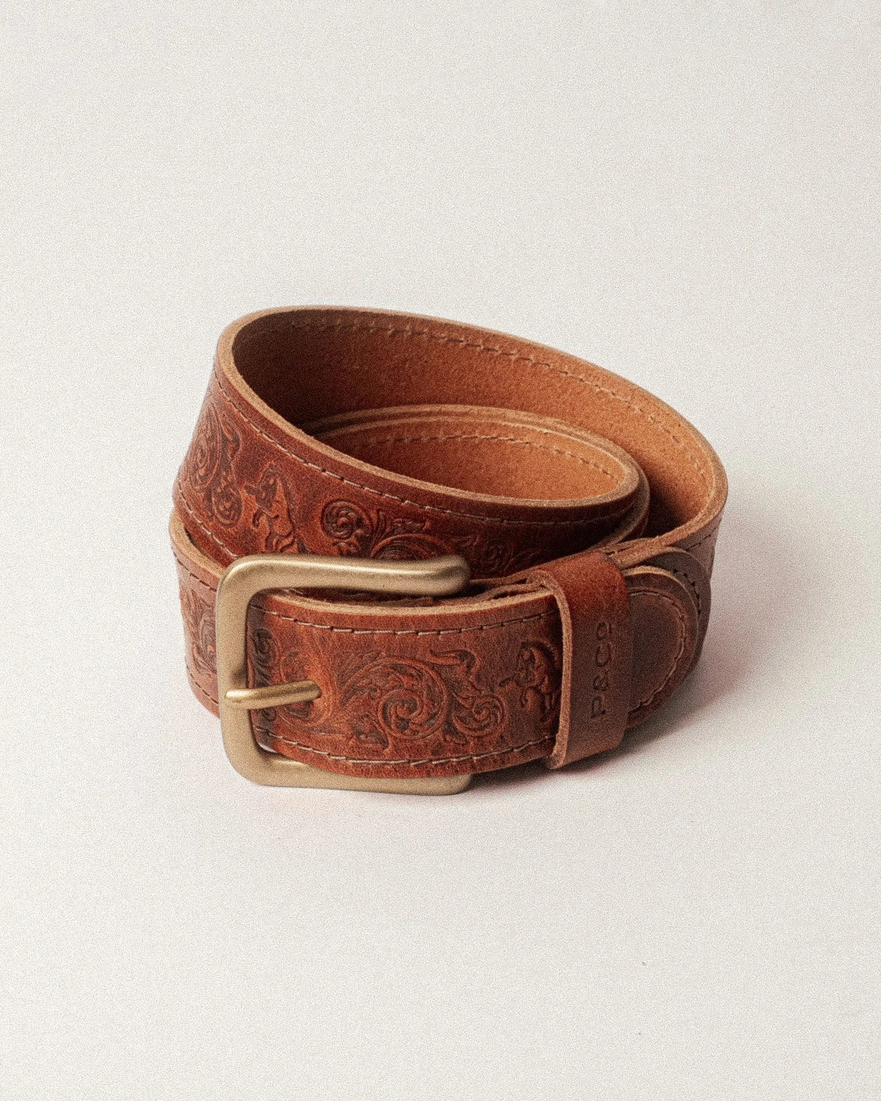 Bronco Leather Belt - Brown sold by P & Co