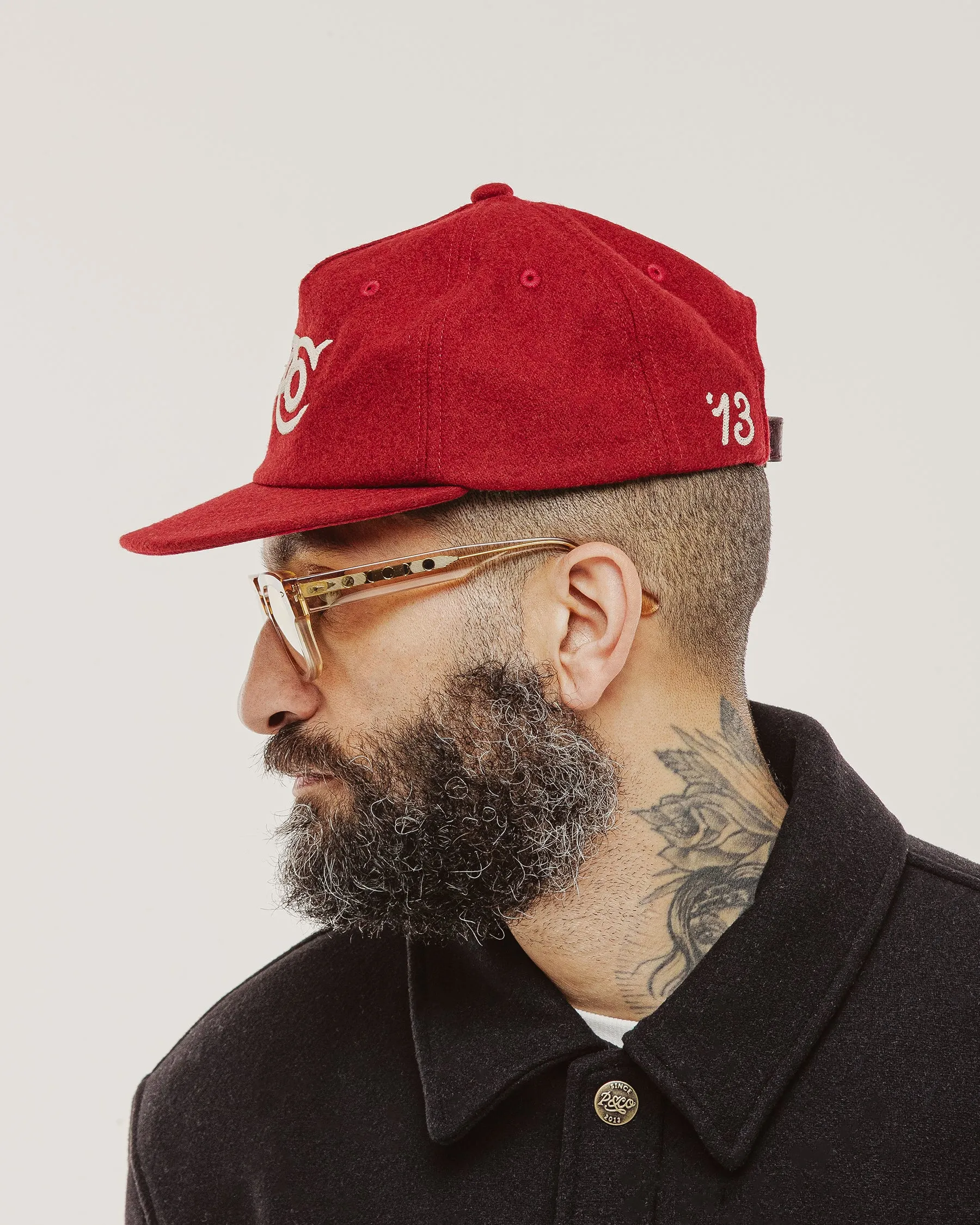 P&Co Classic Wool 5 Panel Cap - Red sold by P & Co product image thumbnail 3