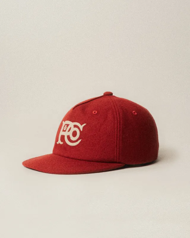 P&Co Classic Wool 5 Panel Cap - Red sold by P & Co