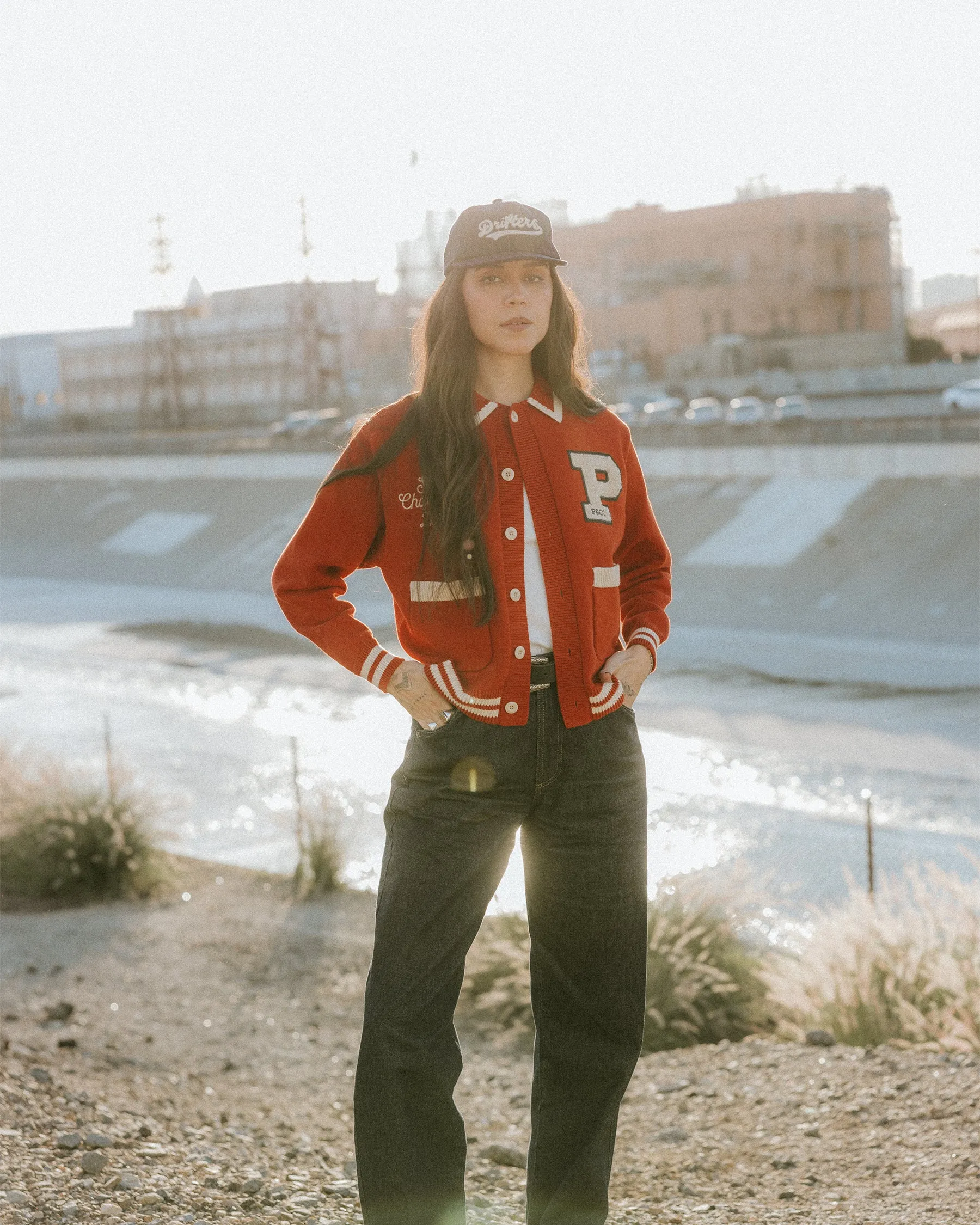 Varsity Knitted Cardigan - Brick Red sold by P & Co product image thumbnail 3