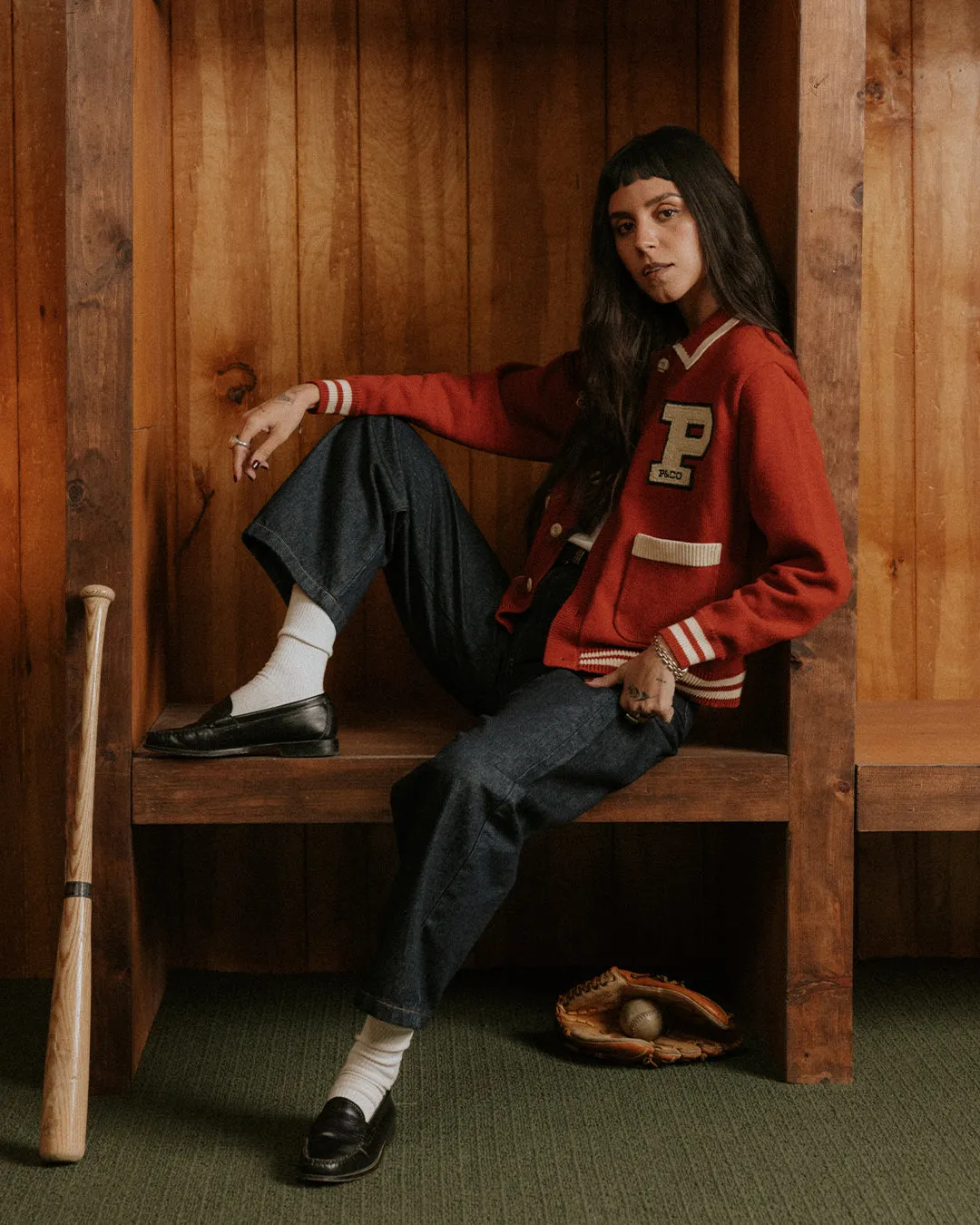 Varsity Knitted Cardigan - Brick Red sold by P & Co product image thumbnail 5