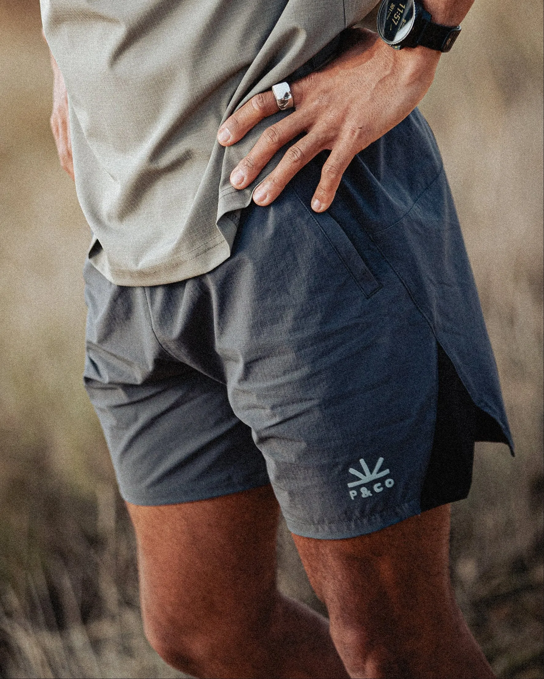 Sun Trail Shorts - Charcoal sold by P & Co