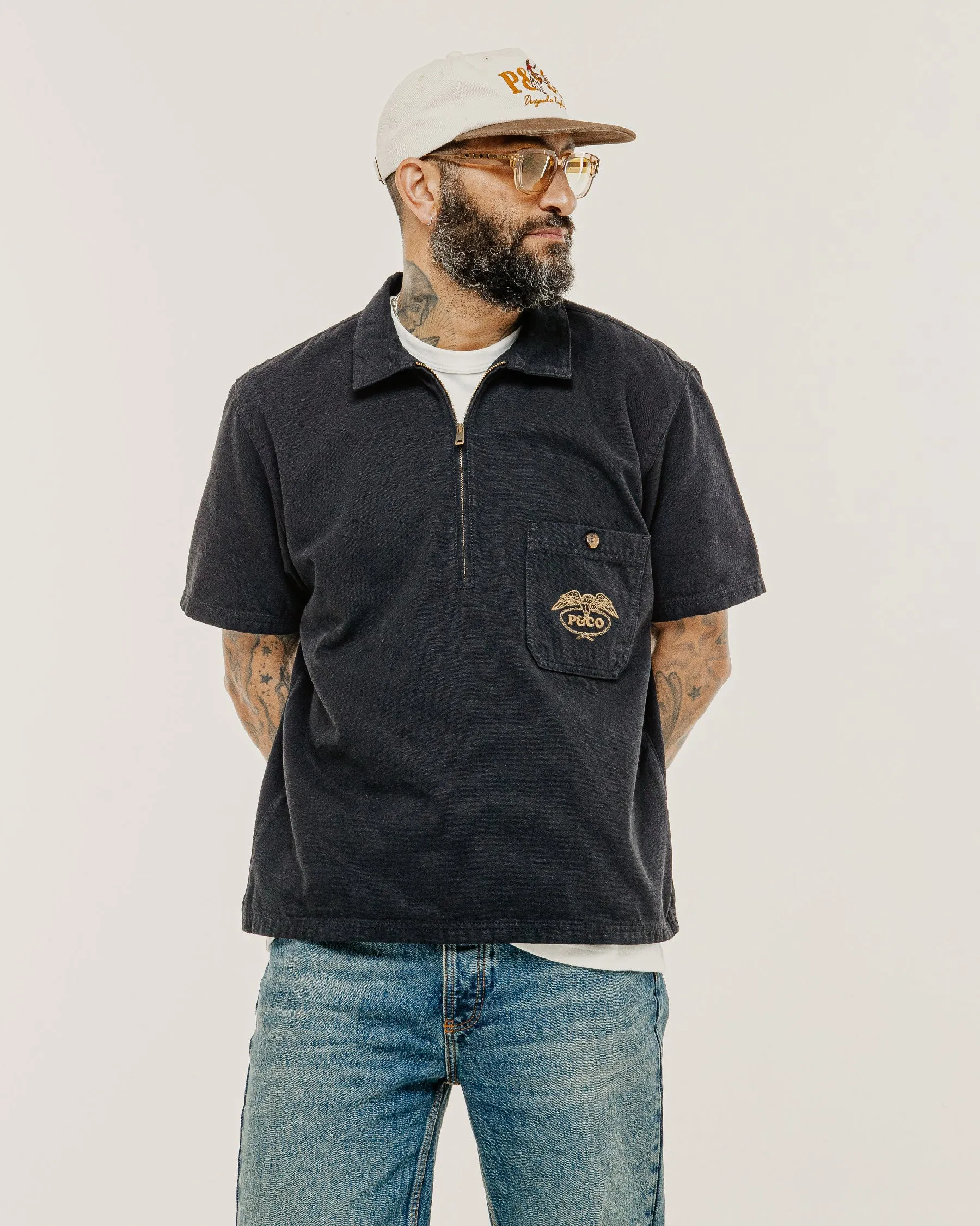 1/4 Zip Eagle Lasso Work Shirt - Black sold by P & Co