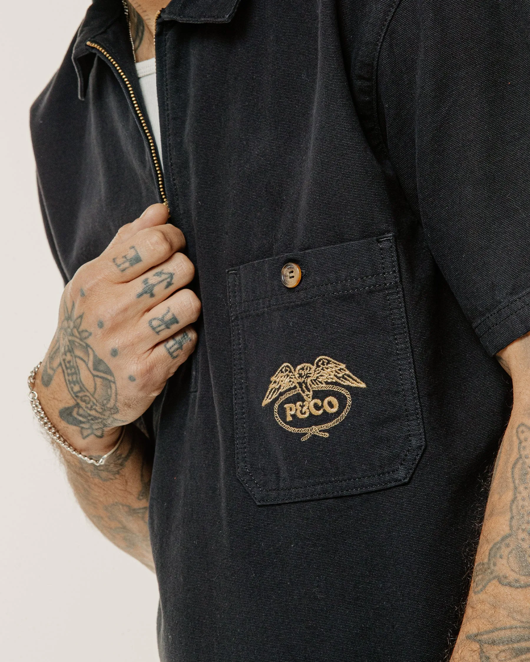 1/4 Zip Eagle Lasso Work Shirt - Black sold by P & Co product image thumbnail 2