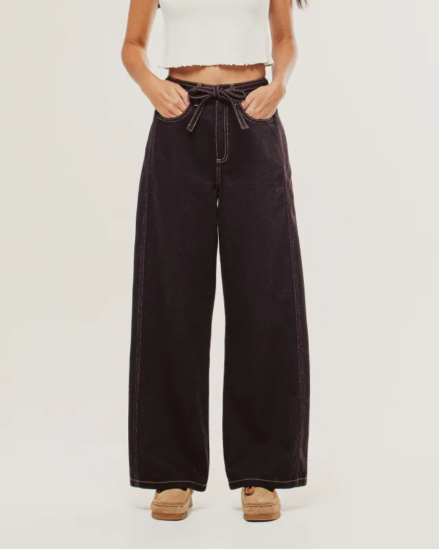 Keaton Wide Leg Denim Jean - Dark Brown made by P & Co