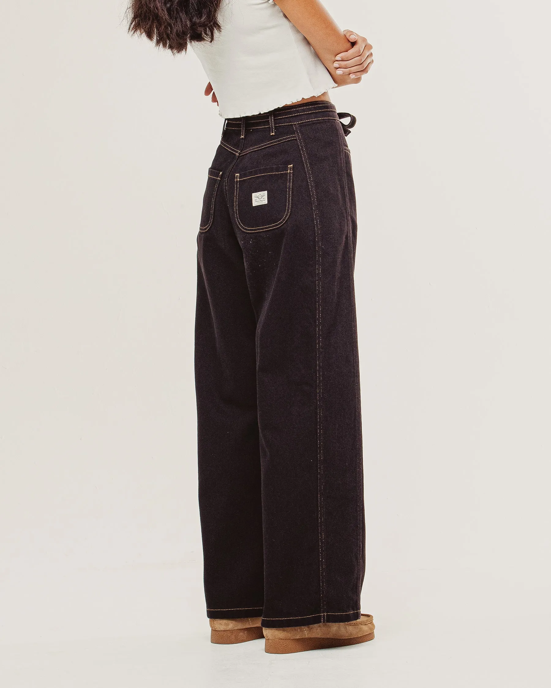 Keaton Wide Leg Denim Jean - Dark Brown sold by P & Co product image thumbnail 4