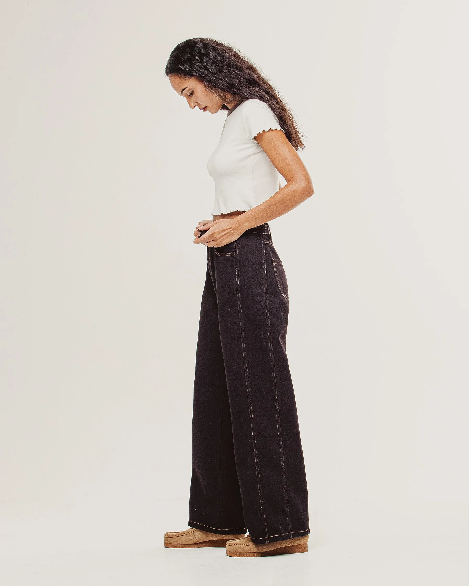 Keaton Wide Leg Denim Jean - Dark Brown sold by P & Co product image thumbnail 5