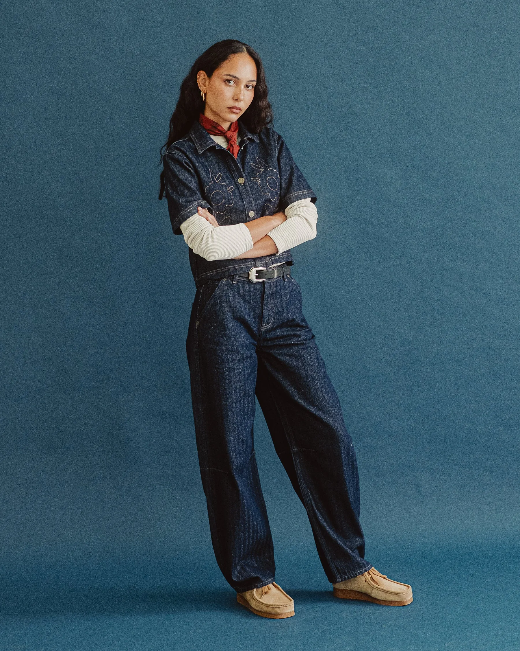 Lizzie Herringbone Denim Shirt - Washed Indigo sold by P & Co product image thumbnail 3